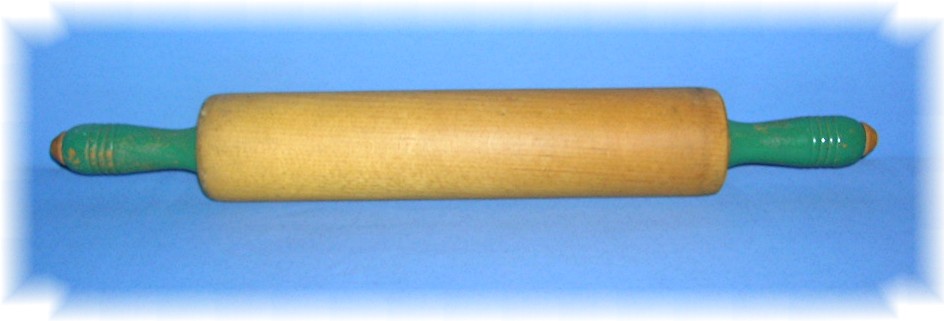 Vintage Rolling Pin With Green Handles