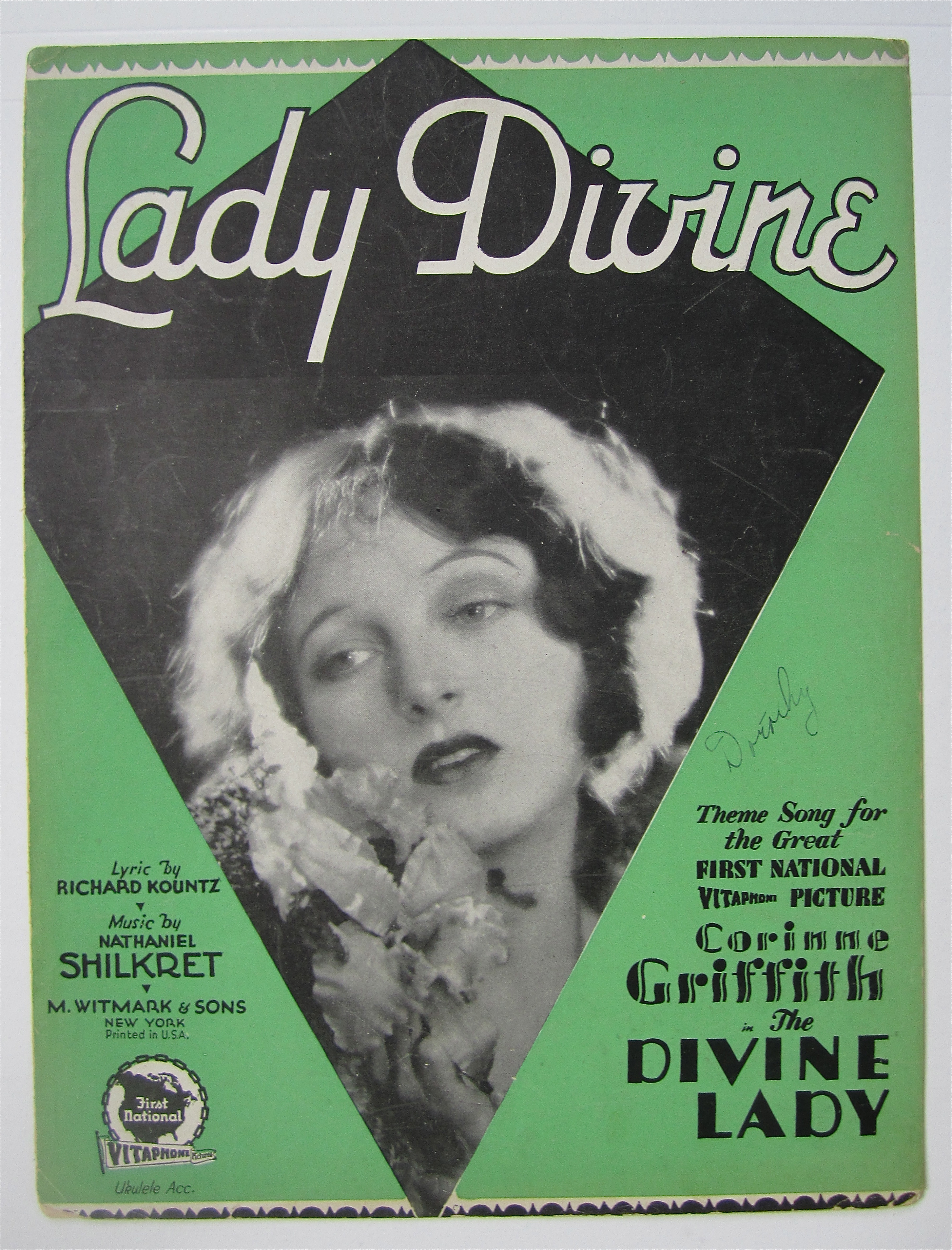 Sheet Music 1929 Lady Divine