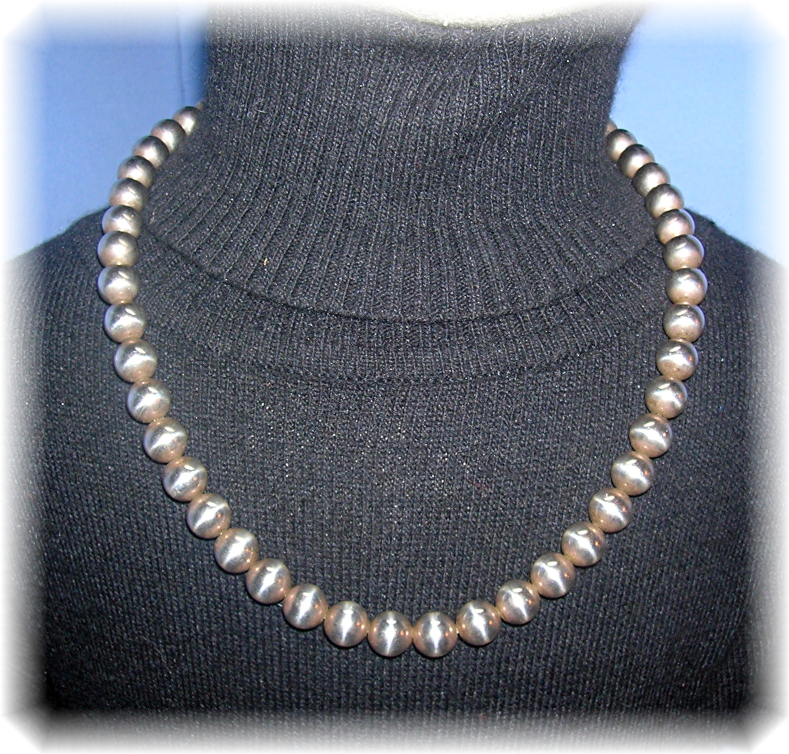 Necklace Sterling Silver 9mm Bead 18 Inch