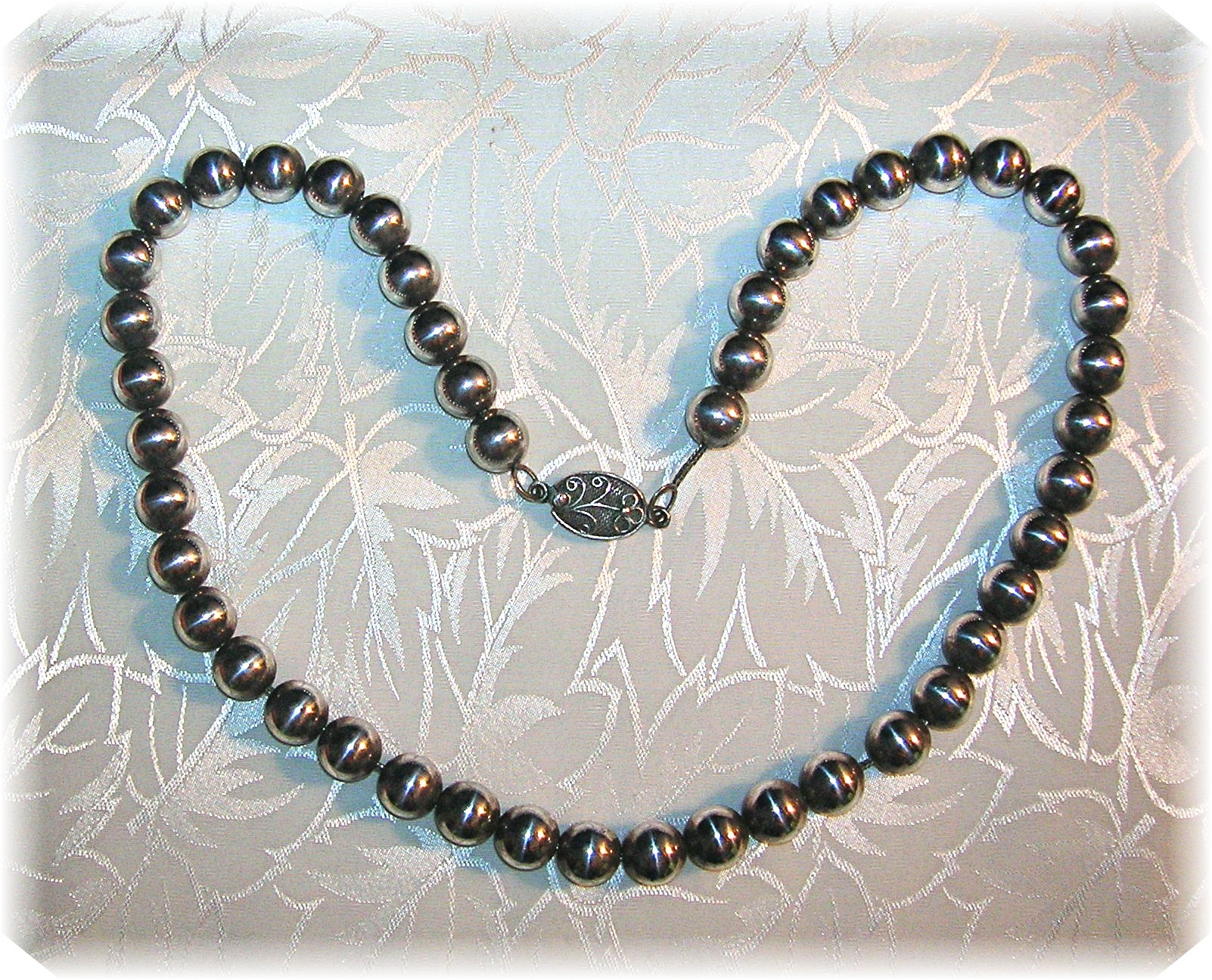 Necklace Sterling Silver 9mm Bead 18 Inch
