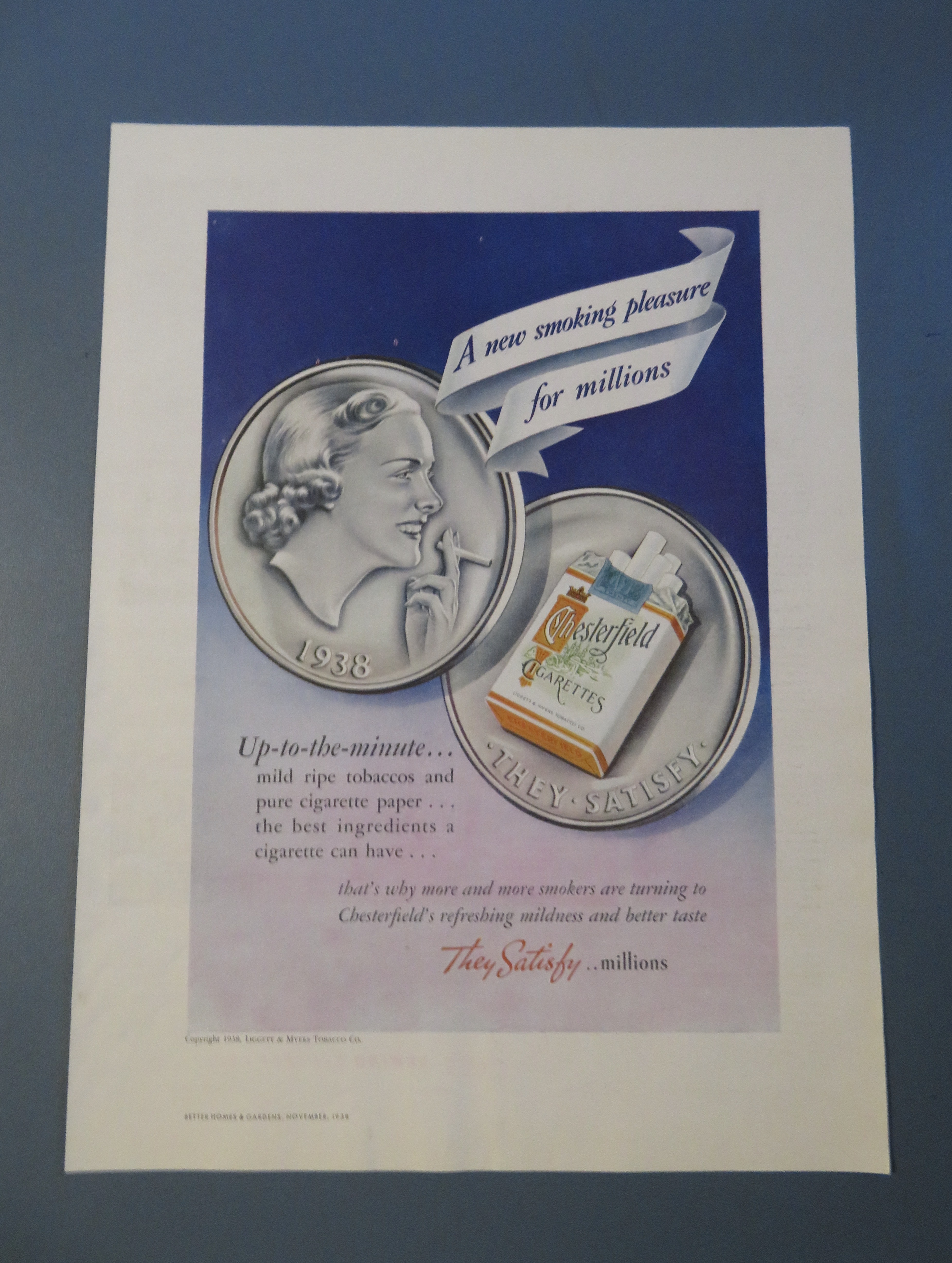 1938 Chesterfield Cigarettes with Two Coins