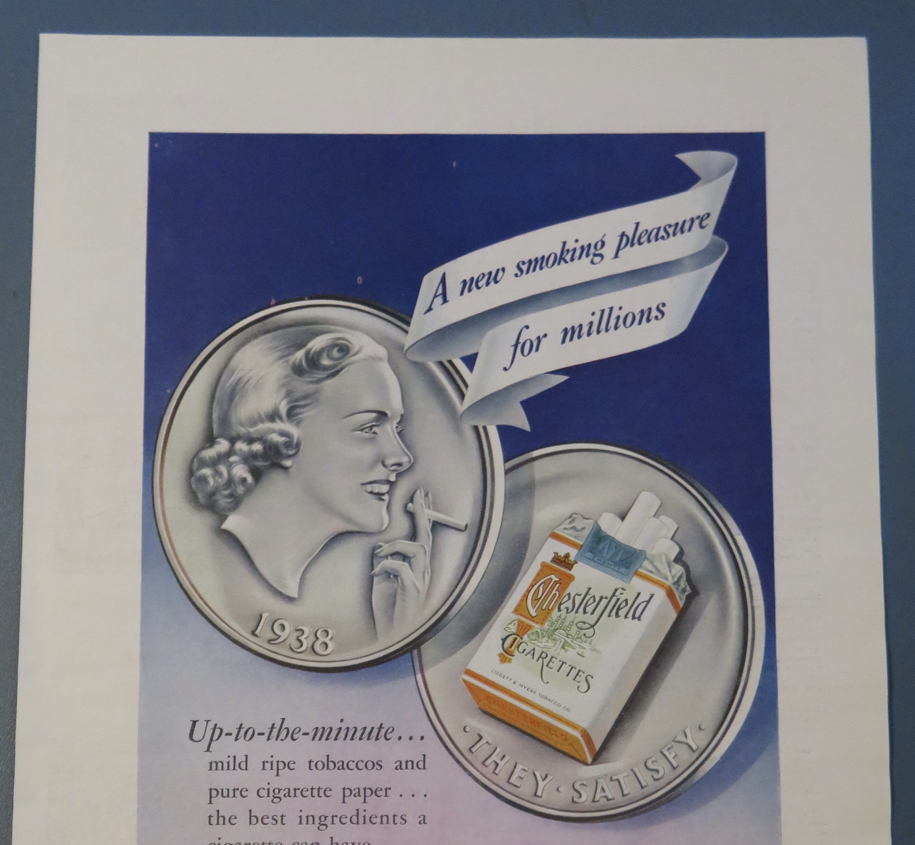 1938 Chesterfield Cigarettes with Two Coins