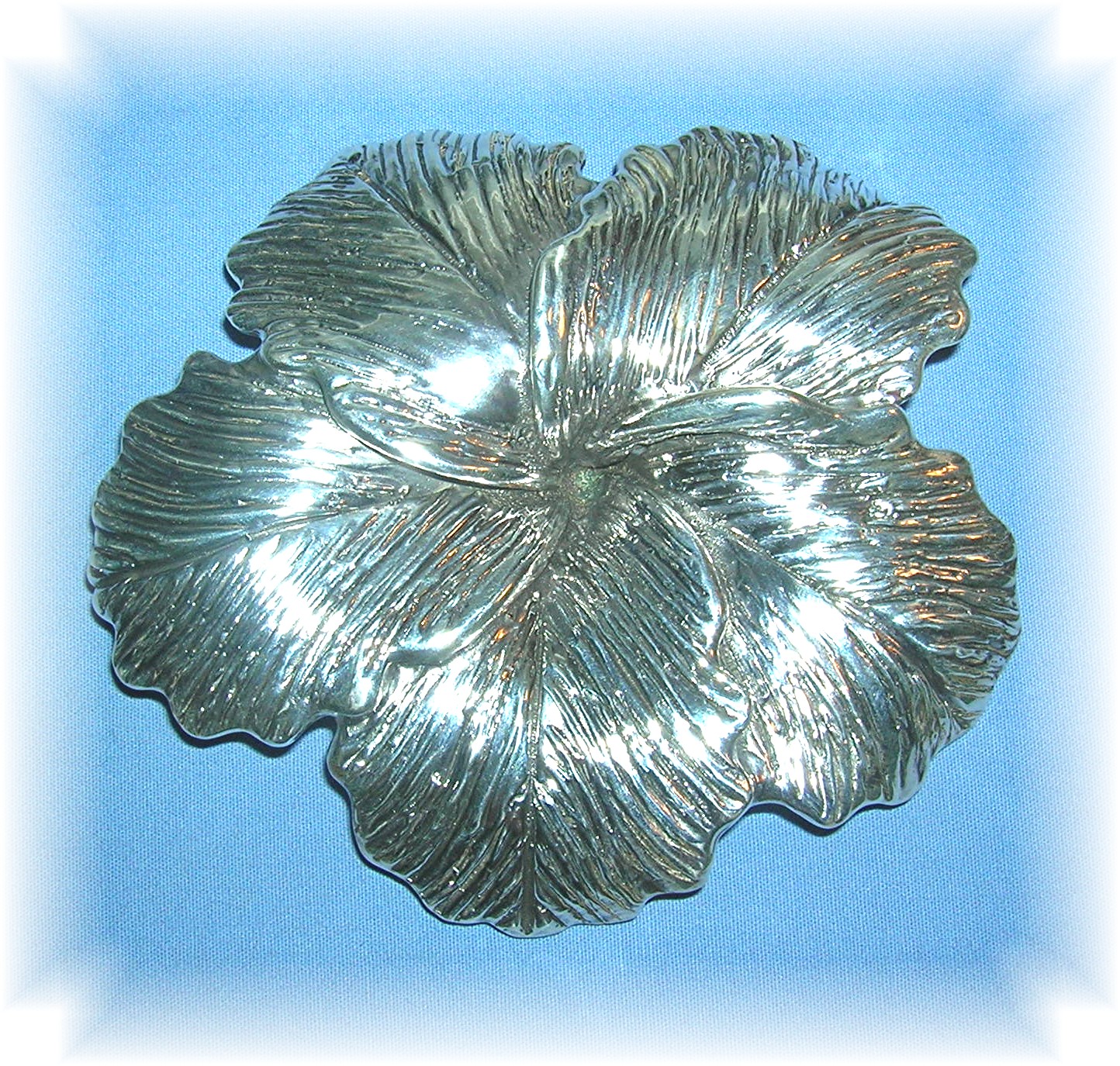 4 Inches Wide Sterling Silver Hibiscus Flower Brooch