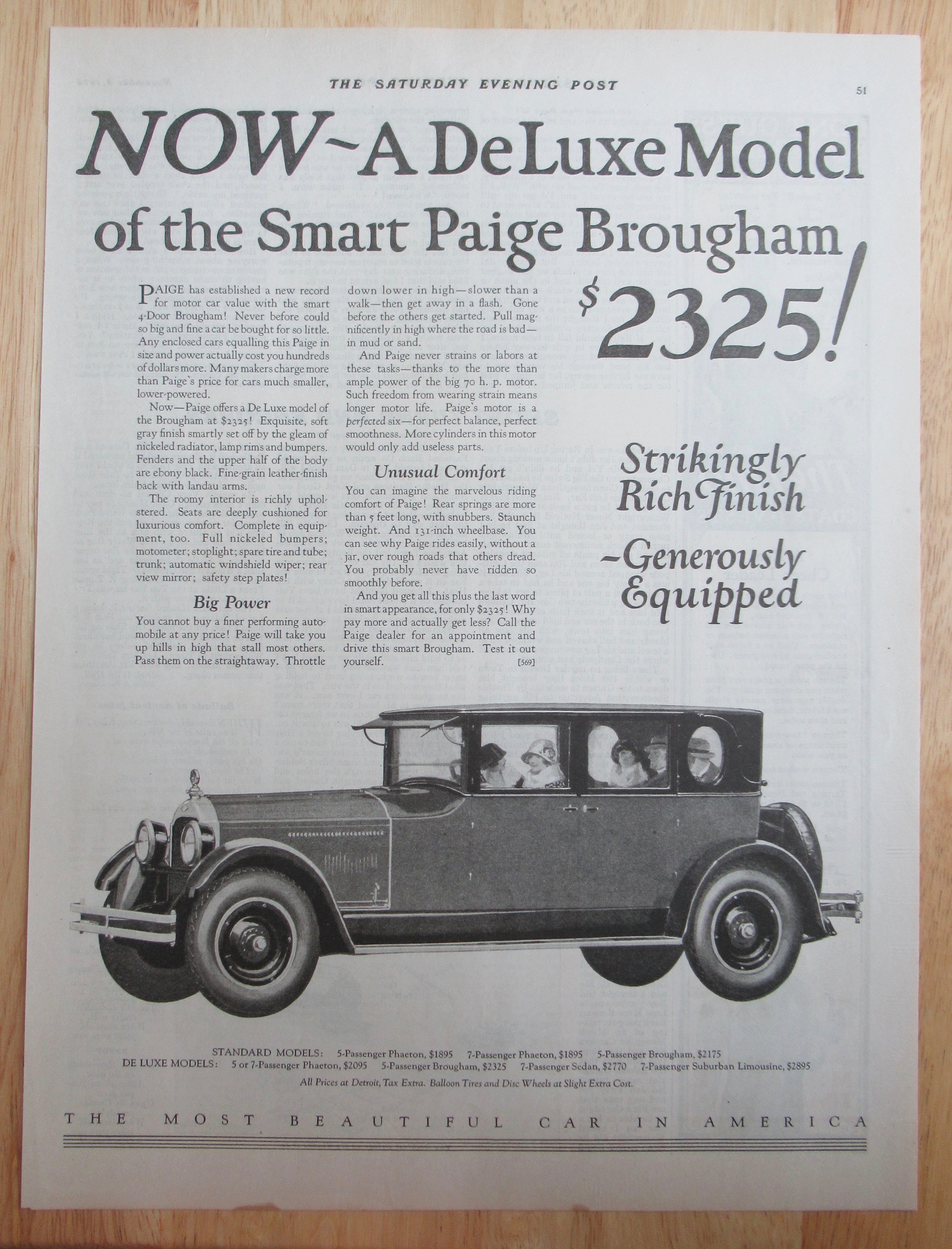 1924 Paige Automobile with the Paige Brougham
