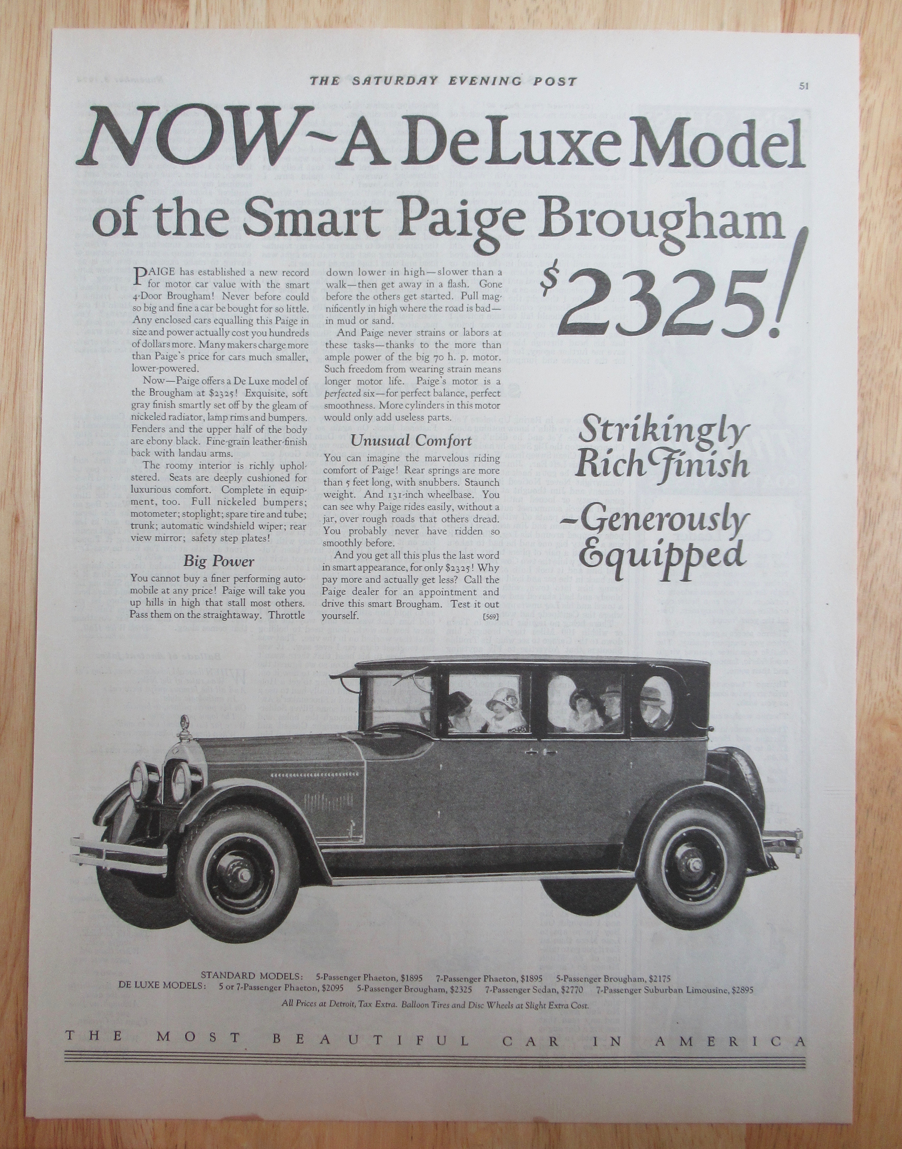 1924 Paige Automobile with the Paige Brougham