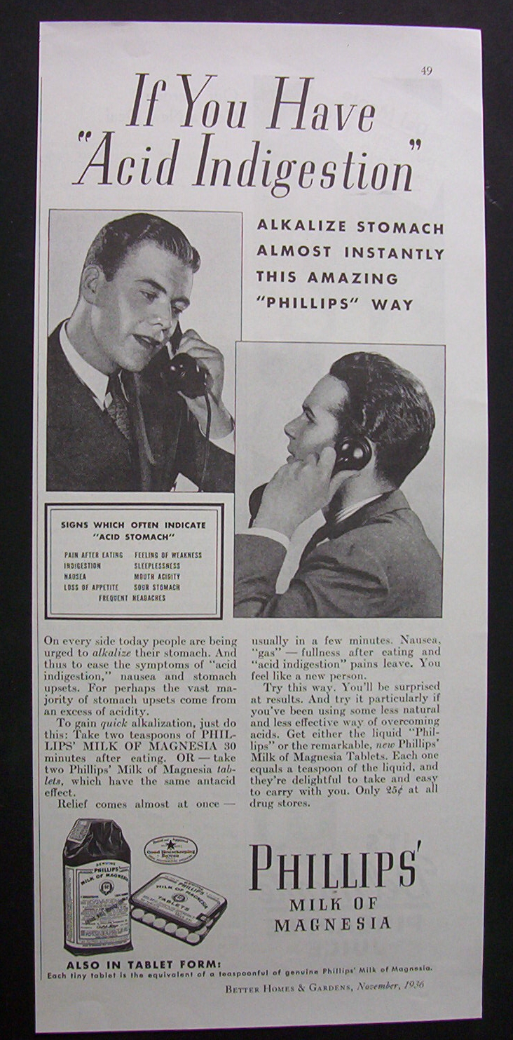 1936 Phillips Milk Of Magnesia