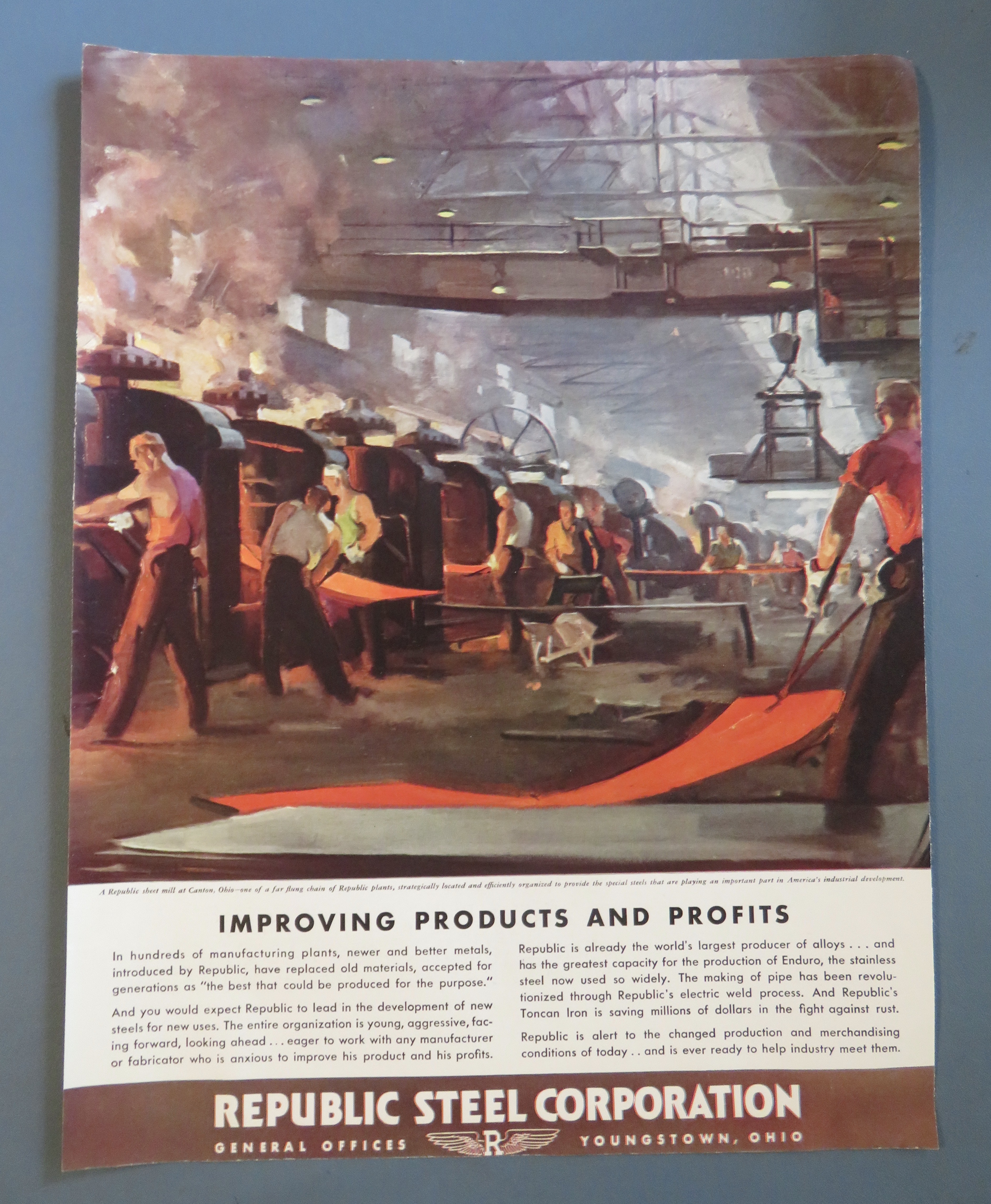 1933 Republic Steel Corporation with Sheet Mill In Ohio
