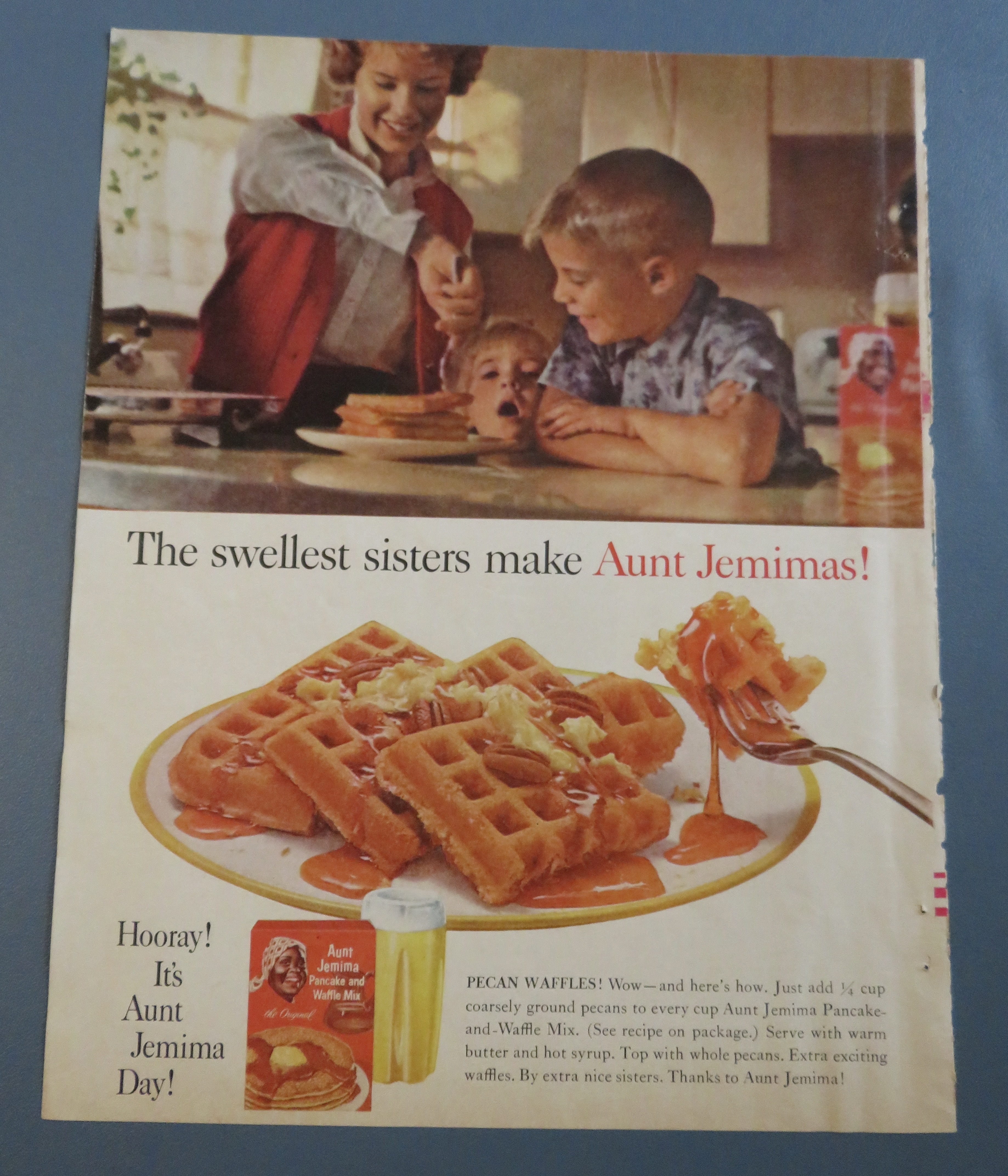 1963 Aunt Jemima Pancake Mix w/ Kids & Mom