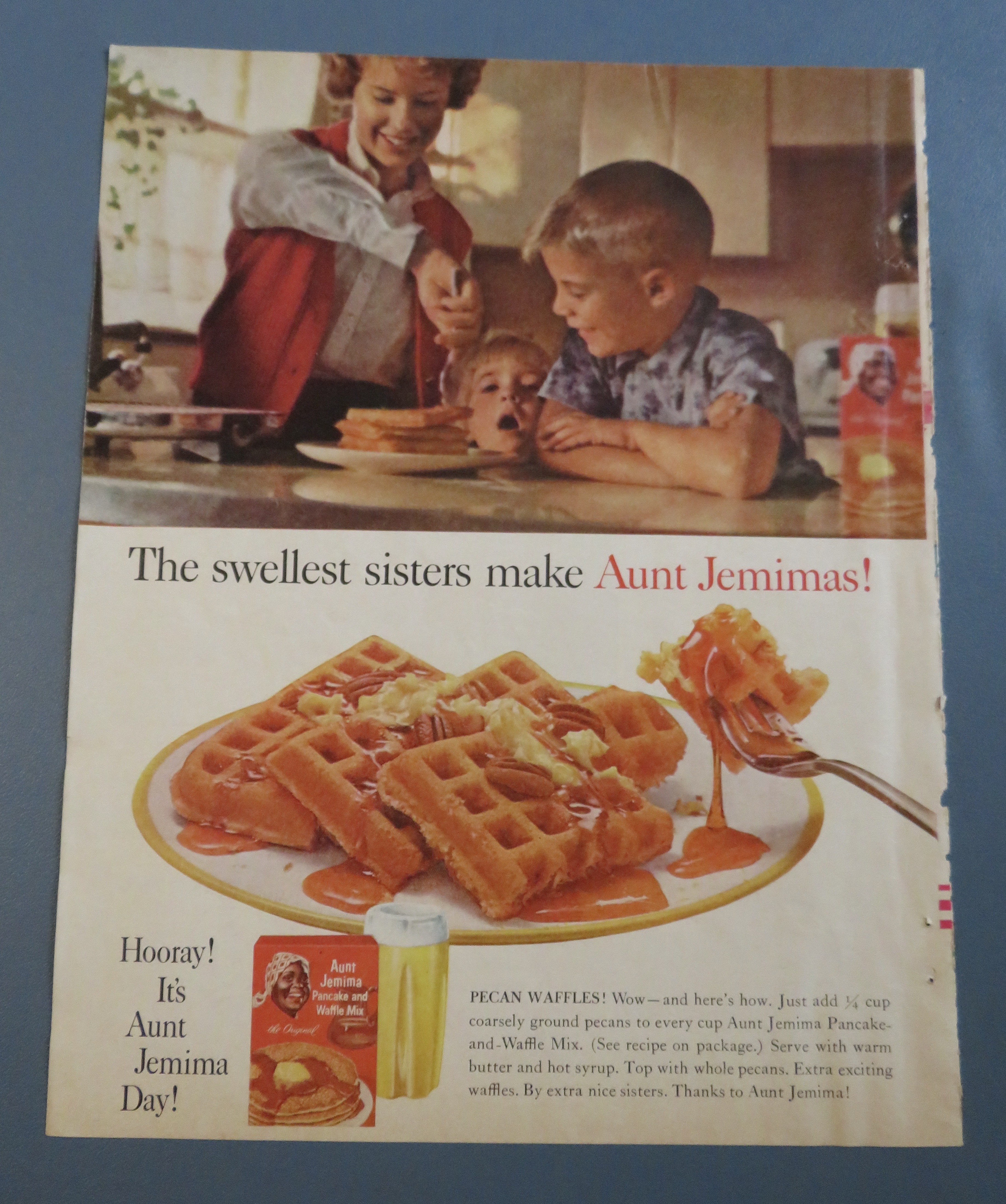 1963 Aunt Jemima Pancake Mix w/ Kids & Mom