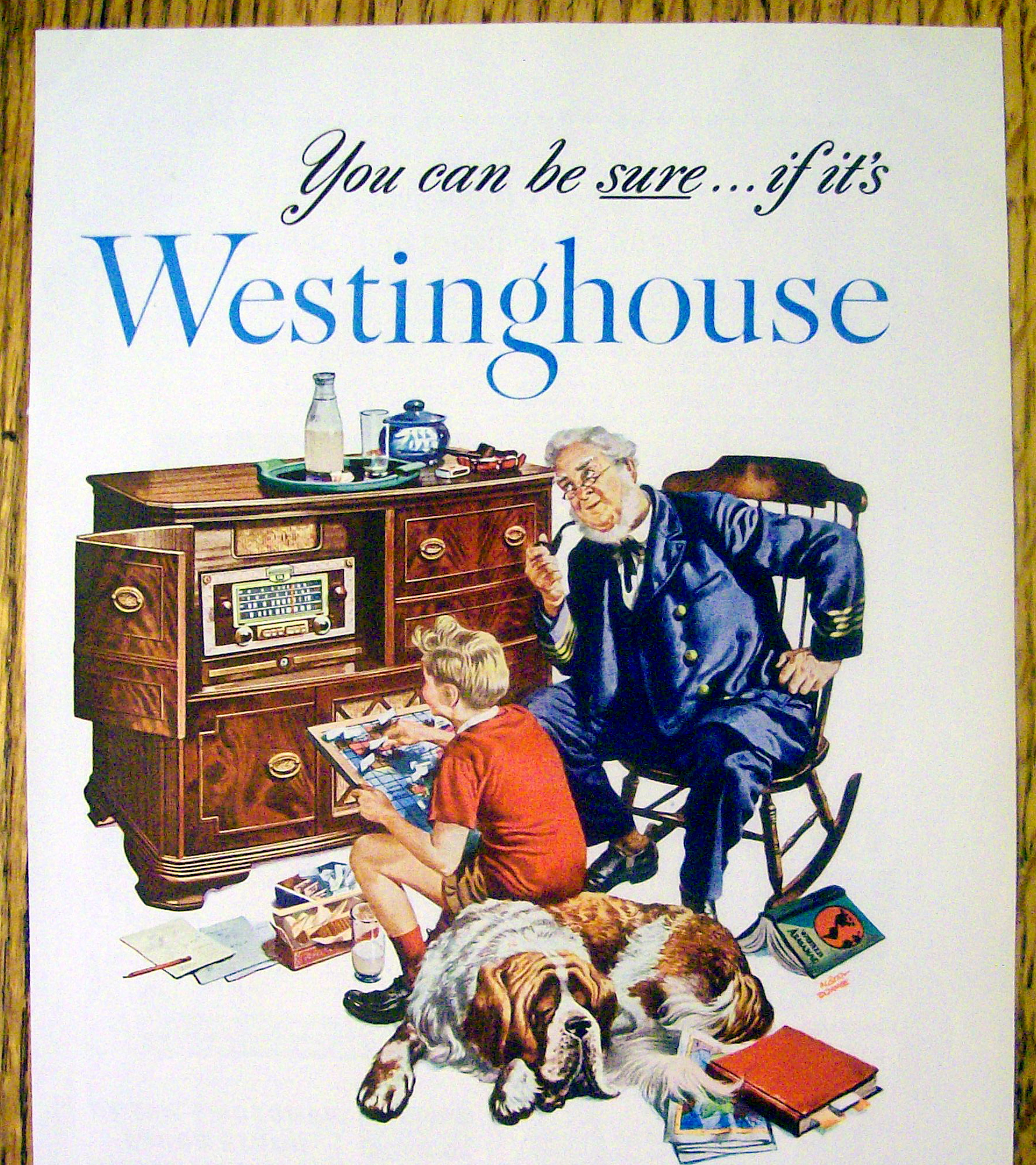 1948 Westinghouse Radio with Old Man & Young Boy