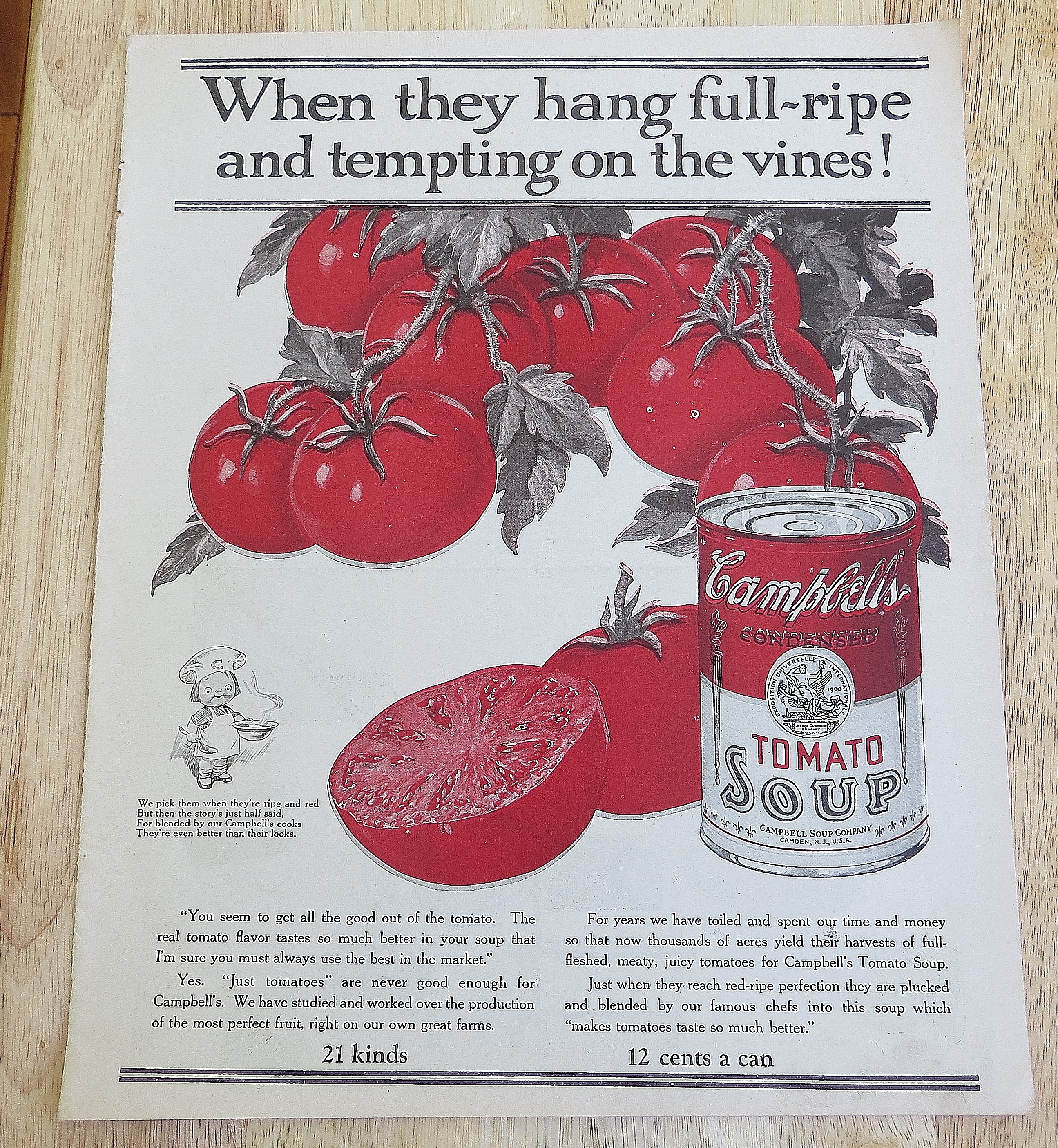 1924 Campbell's Tomato Soup W/ Vine Ripe Tomatoes