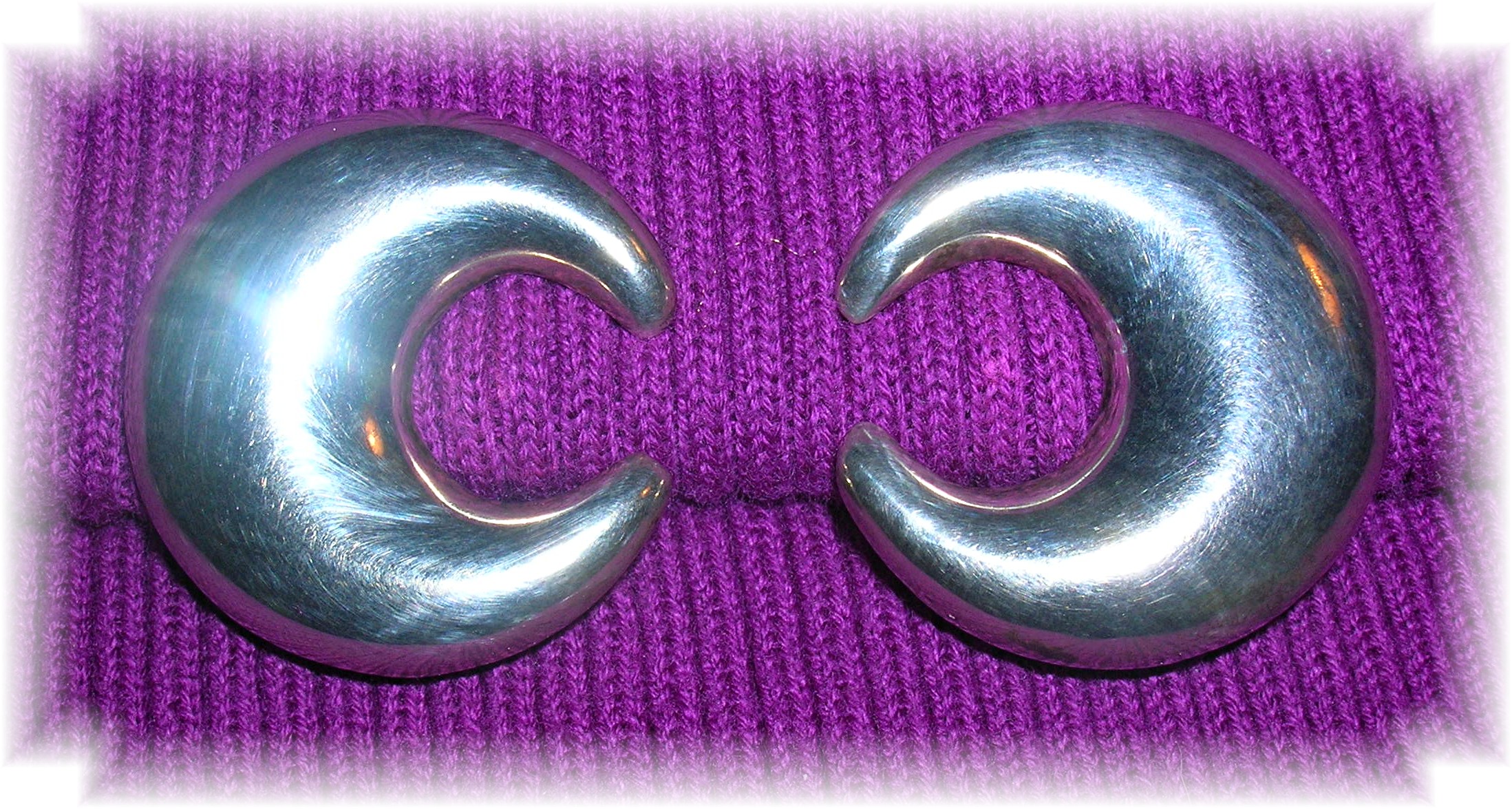1 1/2 Inch Sterling Silver Mexican Moon Clip Earrings