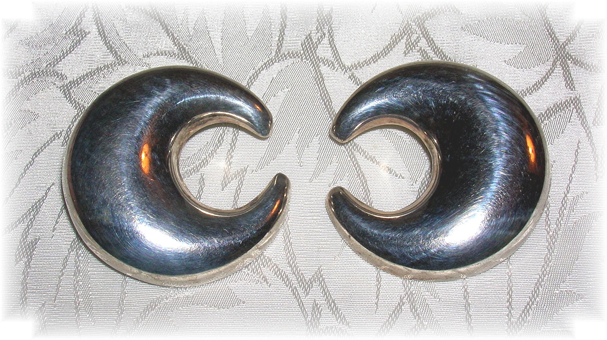1 1/2 Inch Sterling Silver Mexican Moon Clip Earrings