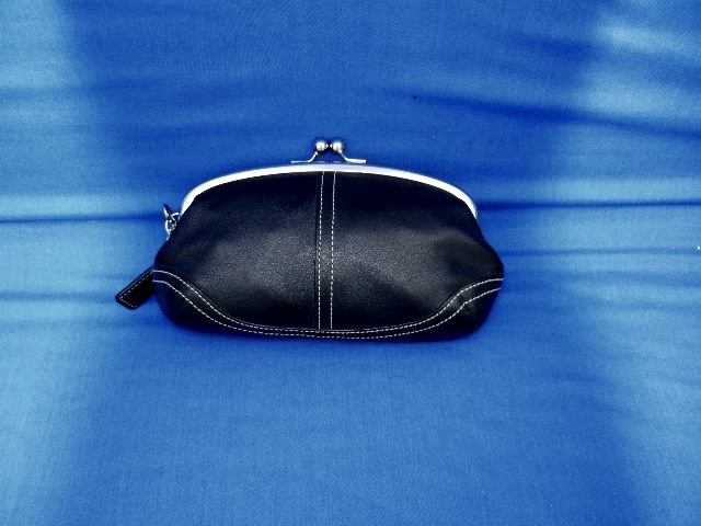 Coach Black Leather Wristlette Bag