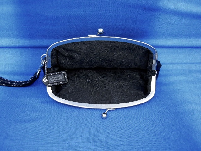 Coach Black Leather Wristlette Bag
