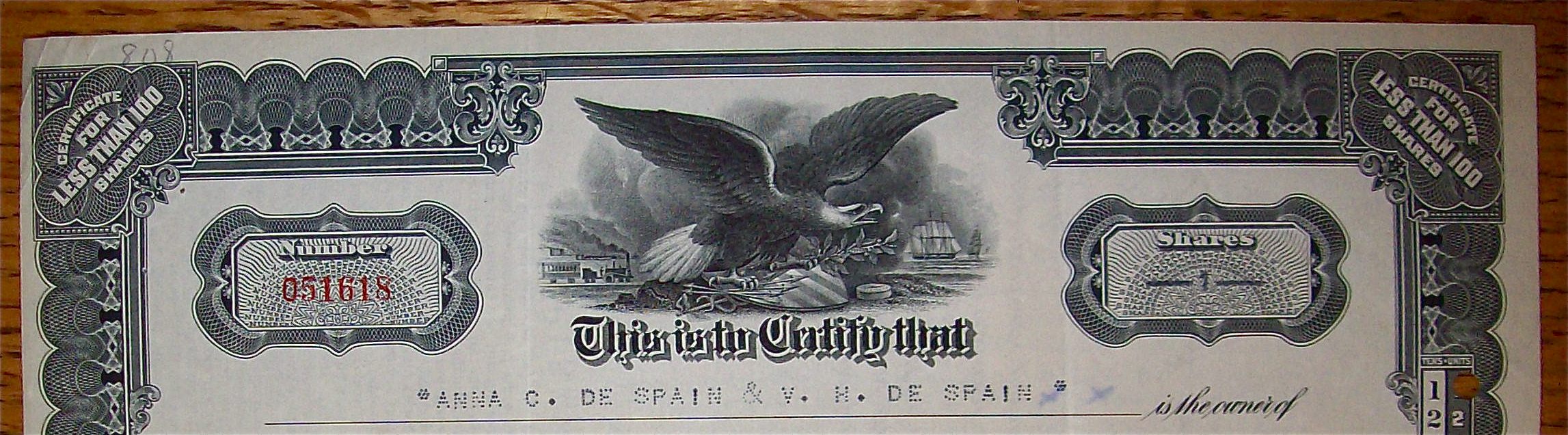 1928 Bank Of America Stock Certificate