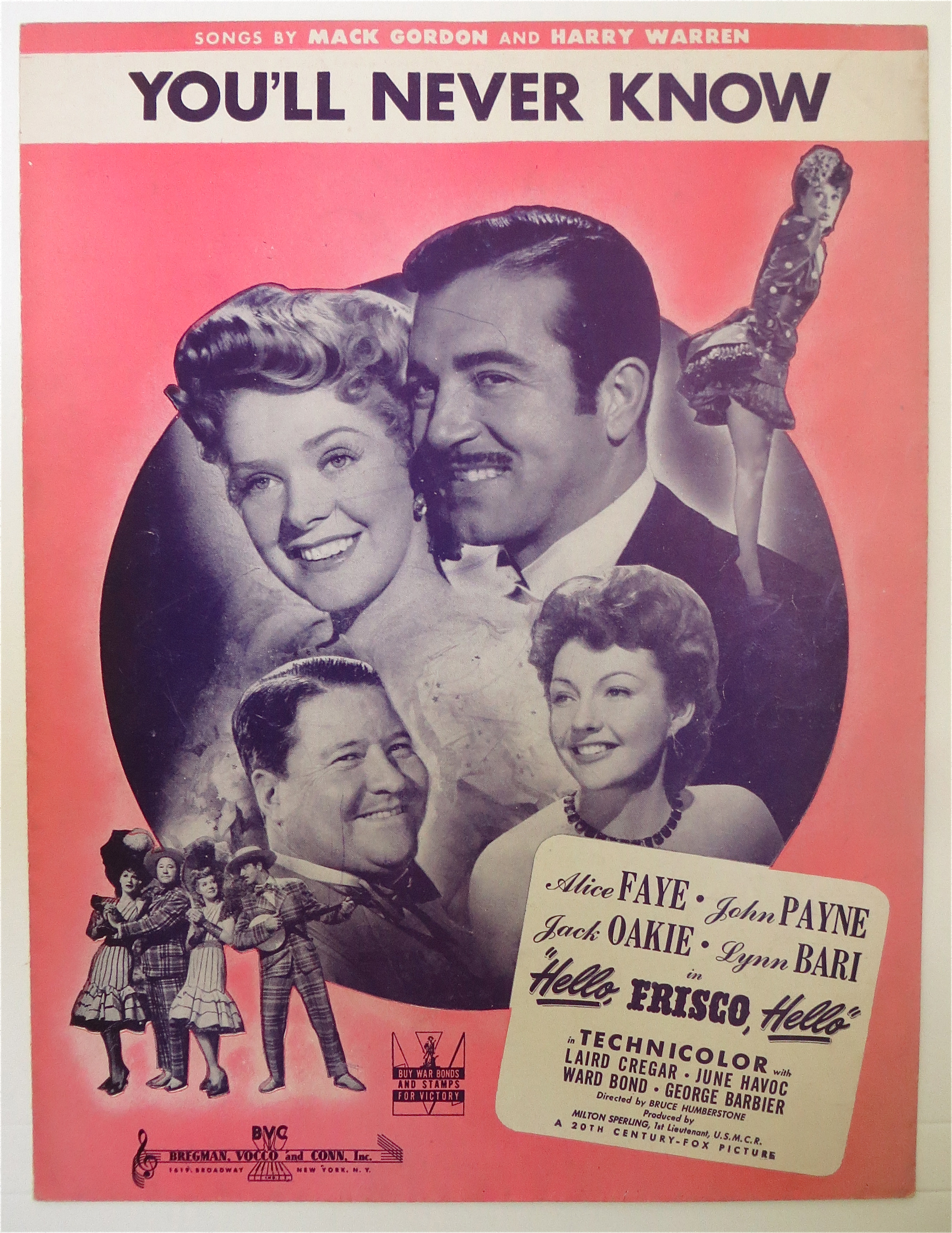 1943 You'll Never Know By Mack Gordon & Harry Warren