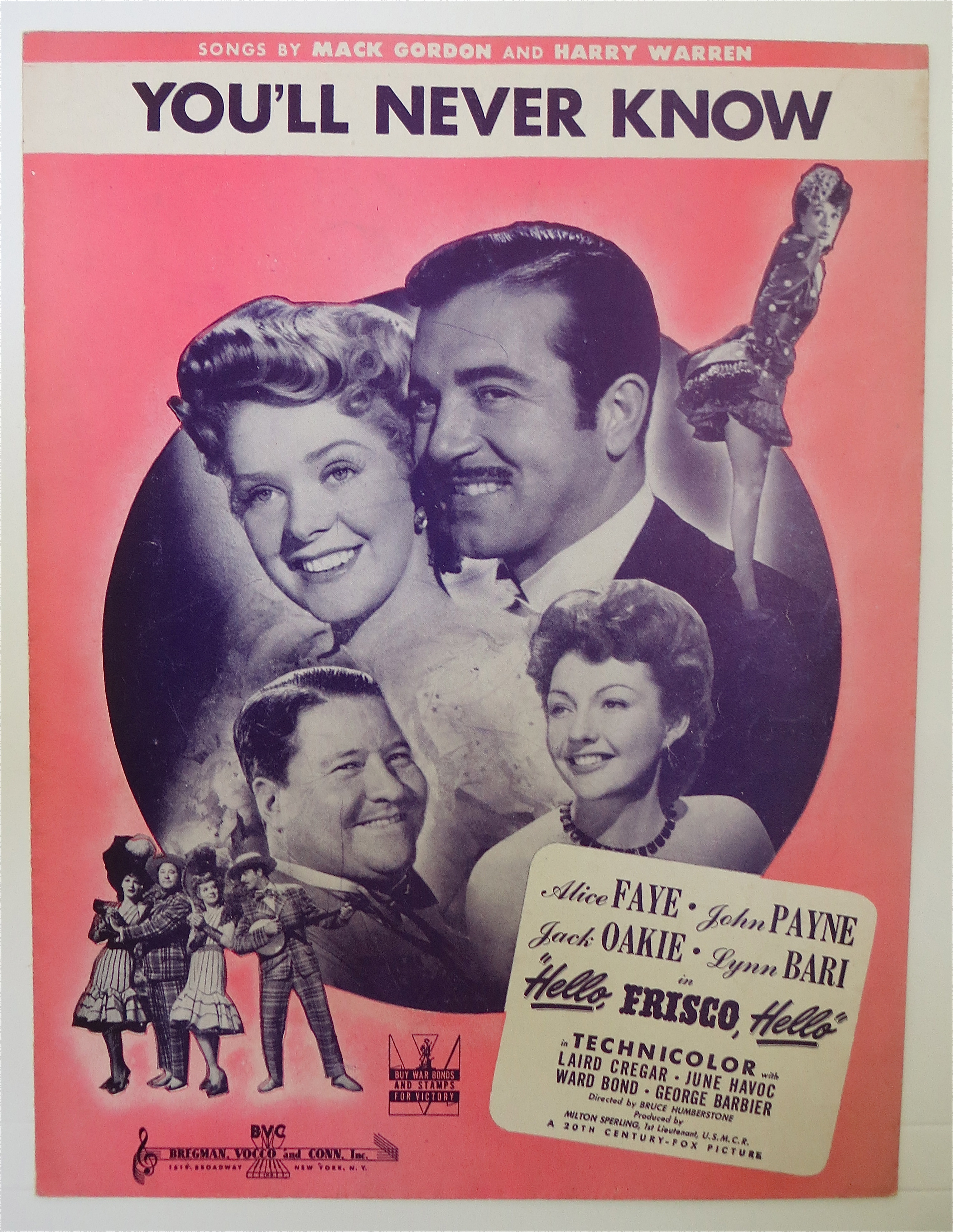1943 You'll Never Know By Mack Gordon & Harry Warren