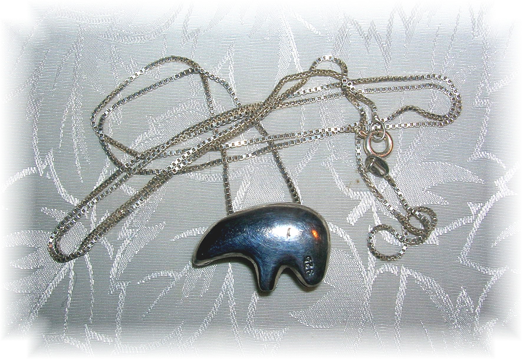 30 Inch Sterling Silver Chain an Bear Pendant