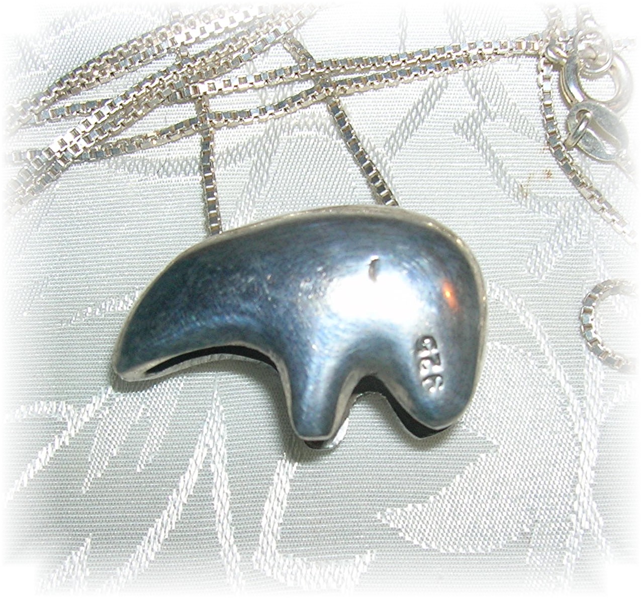 30 Inch Sterling Silver Chain an Bear Pendant