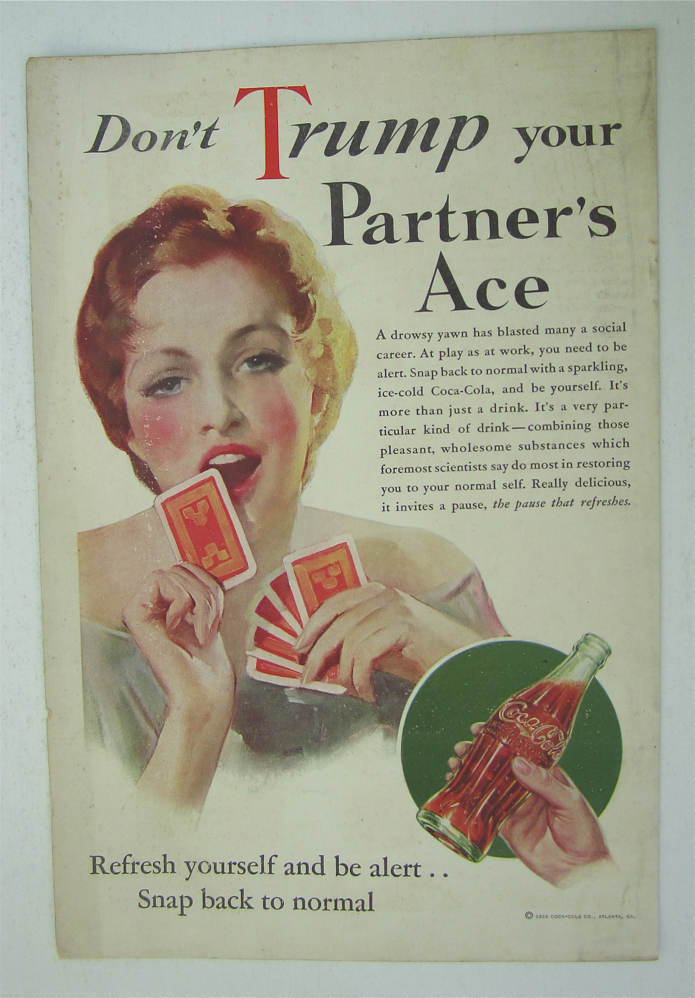 1933 Coca Cola (Coke) with Lady Playing Cards