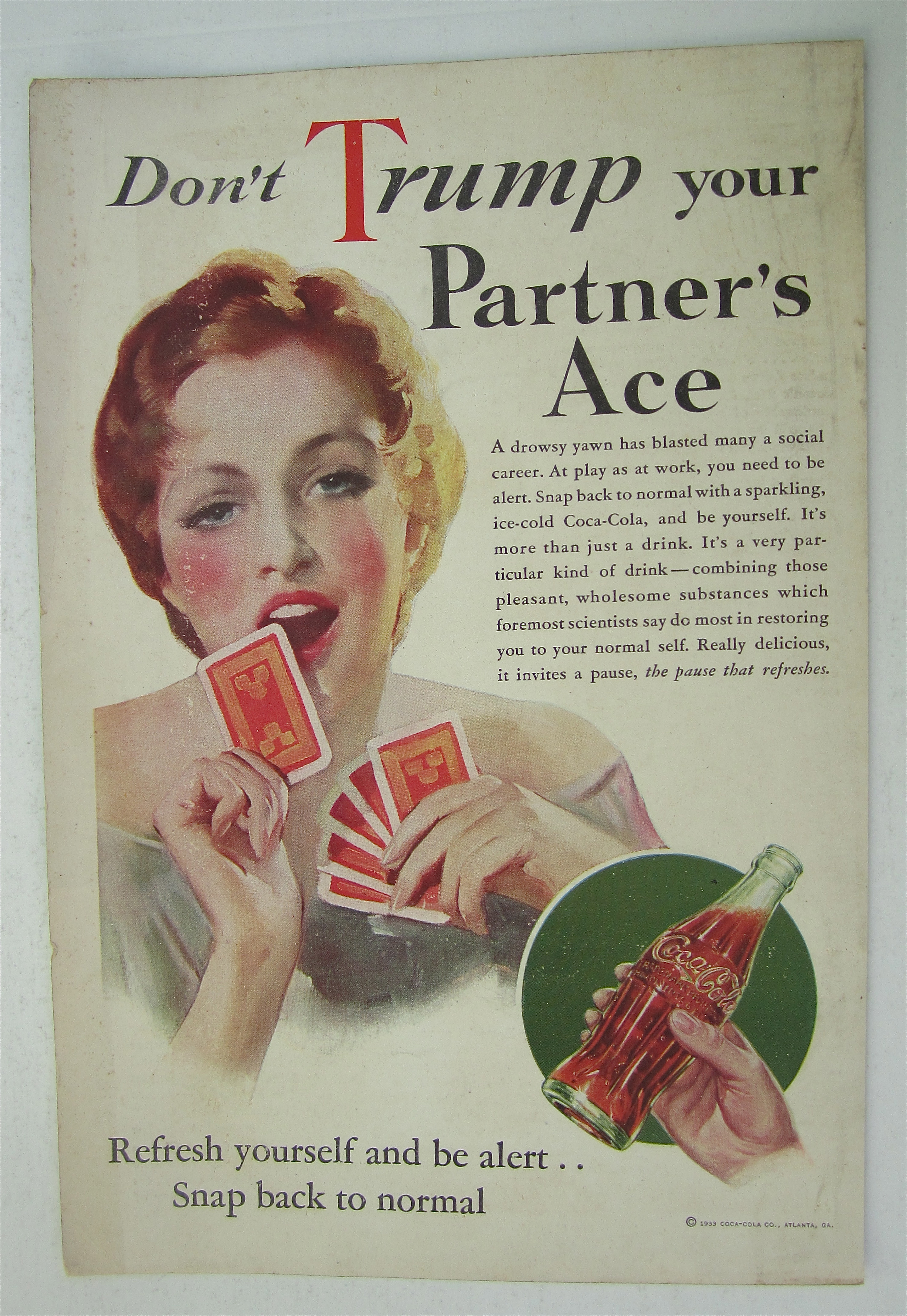 1933 Coca Cola (Coke) with Lady Playing Cards