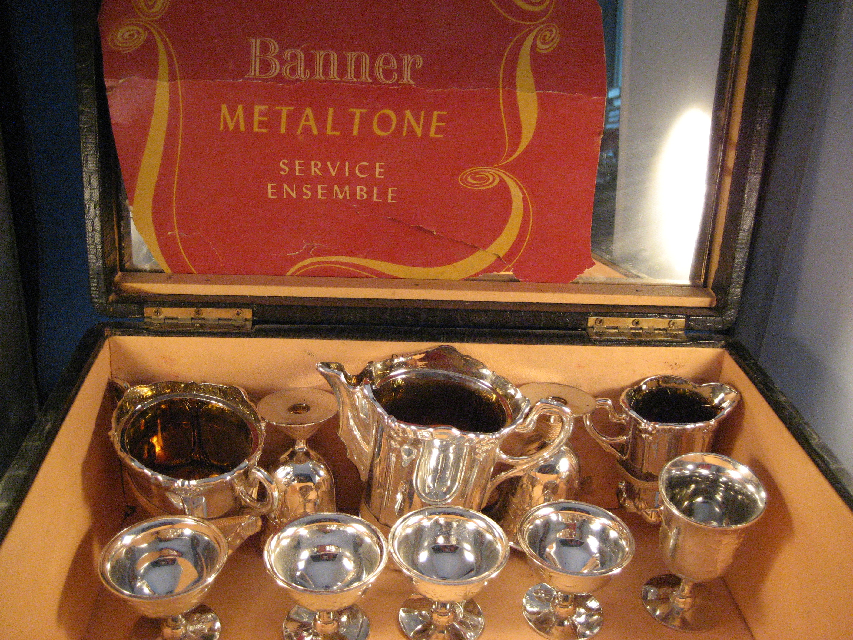 Child's Silver Set in a Du Barry Case
