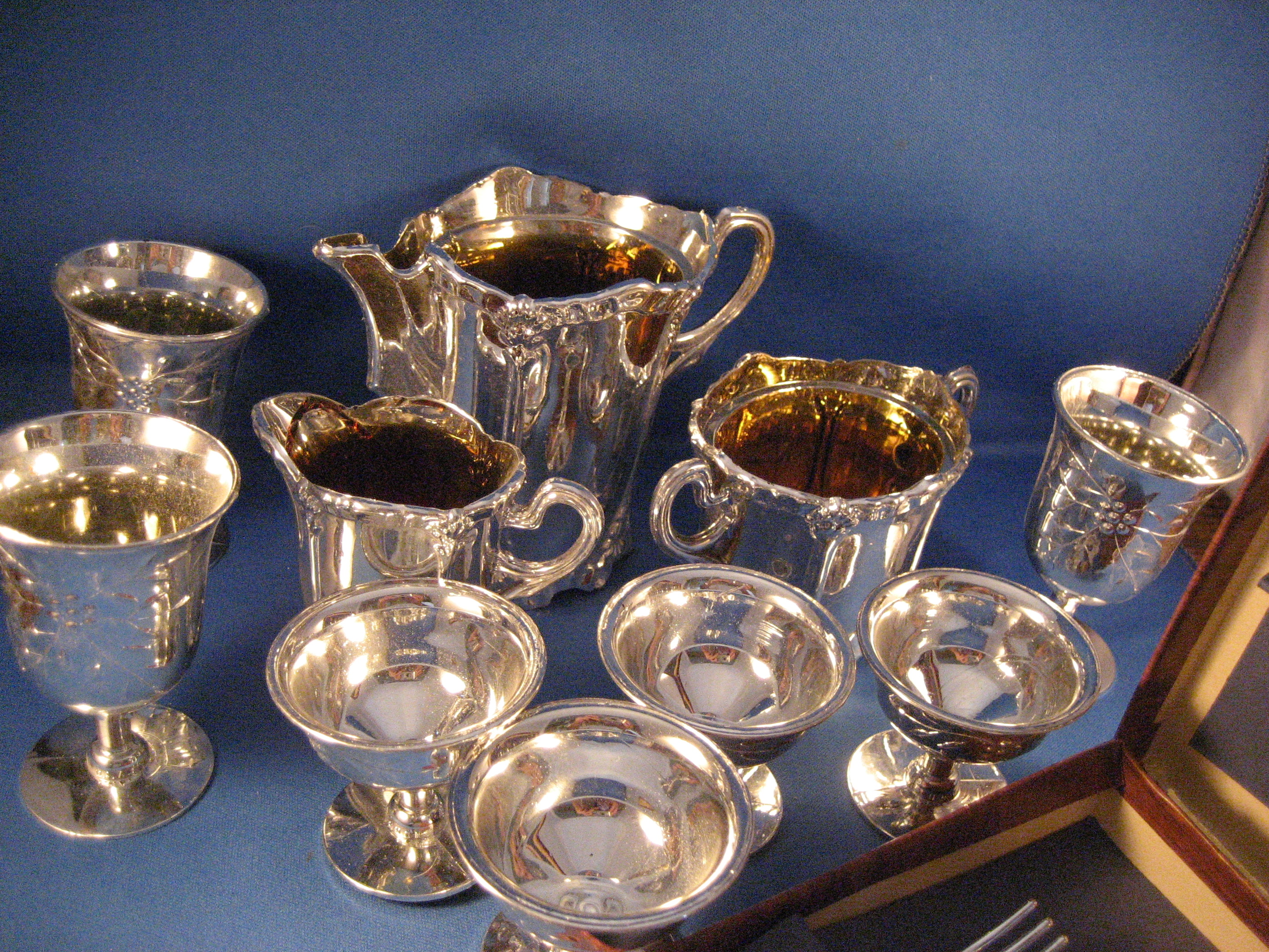 Child's Silver Set in a Du Barry Case