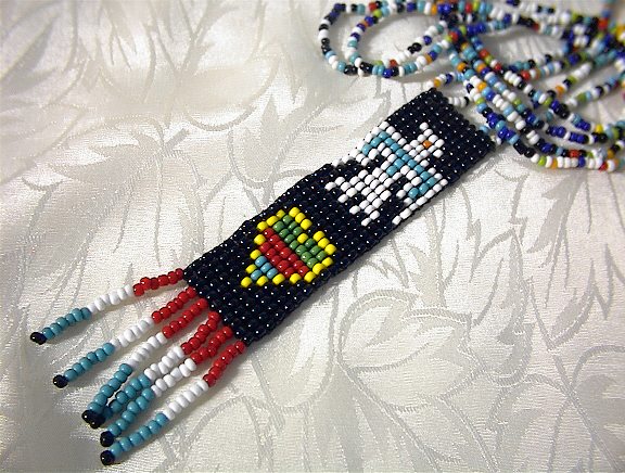 Navajo Necklace Double Row Glass 48 inch