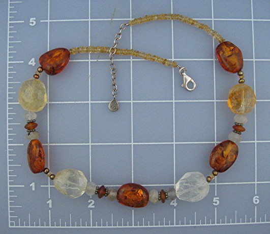 Amber Crystal Sterling Silver Necklace Barse