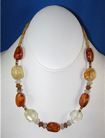 Amber Crystal Sterling Silver Necklace Barse