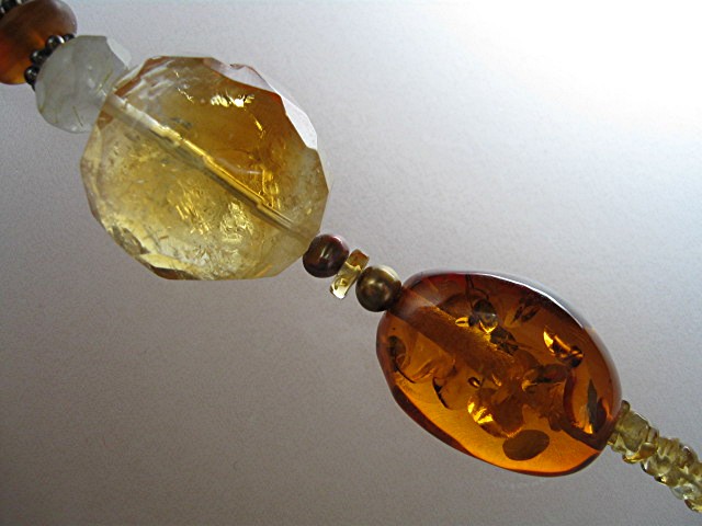 Amber Crystal Sterling Silver Necklace Barse