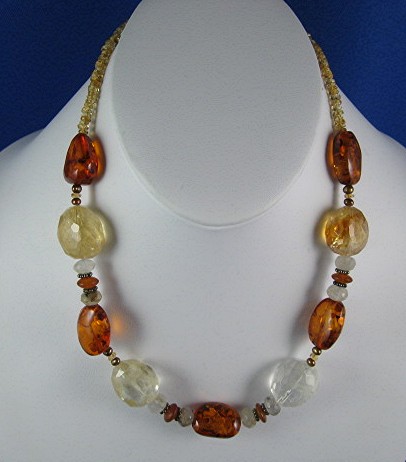 Amber Crystal Sterling Silver Necklace Barse