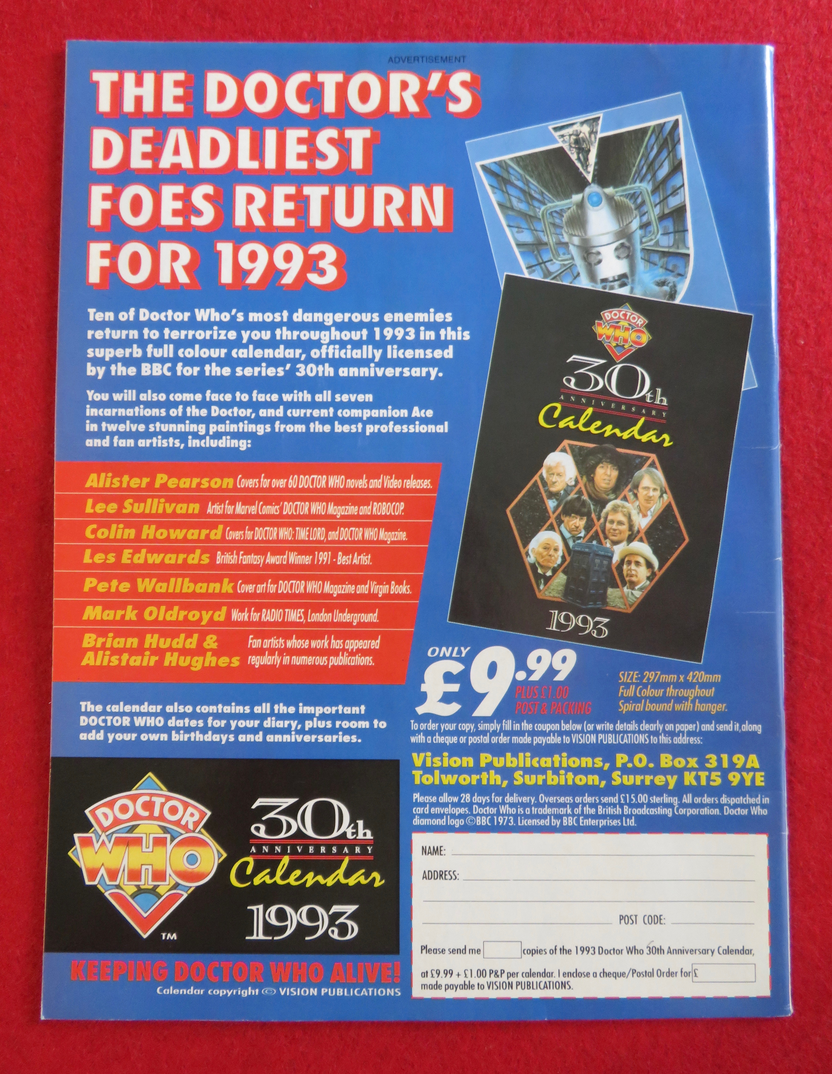 Doctor (Dr) Who Magazine October 28, 1992