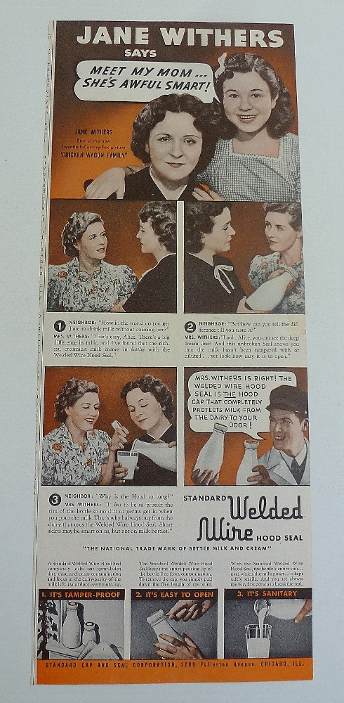 1939 Welded Wire Hood Seal With Jane Withers