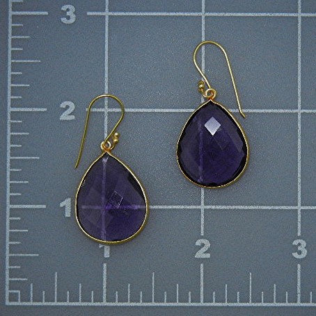 14K Gold Shepherd Hook Amethyst Teardrop Earrings