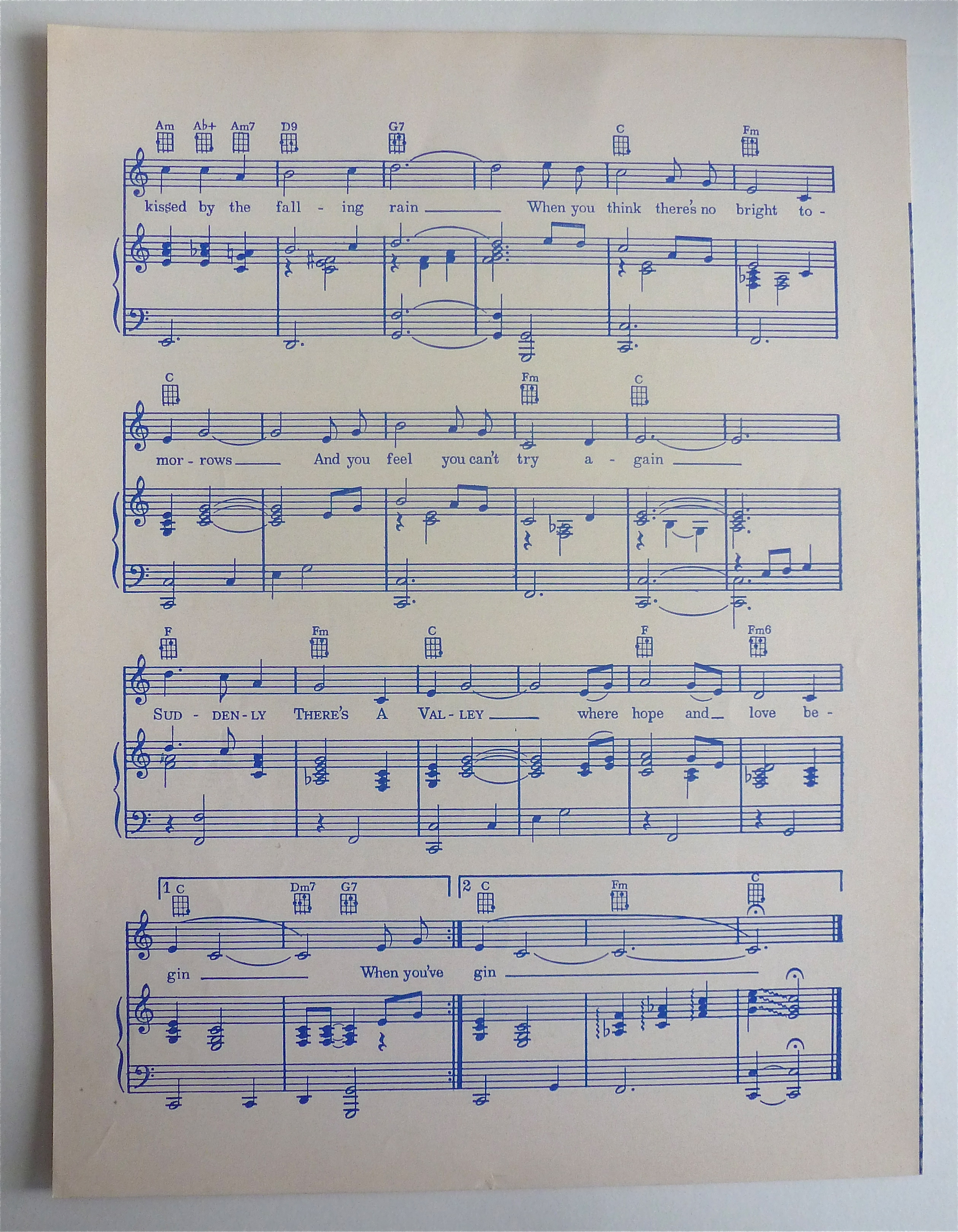 Sheet Music For 1955 Suddenly There's A Valley