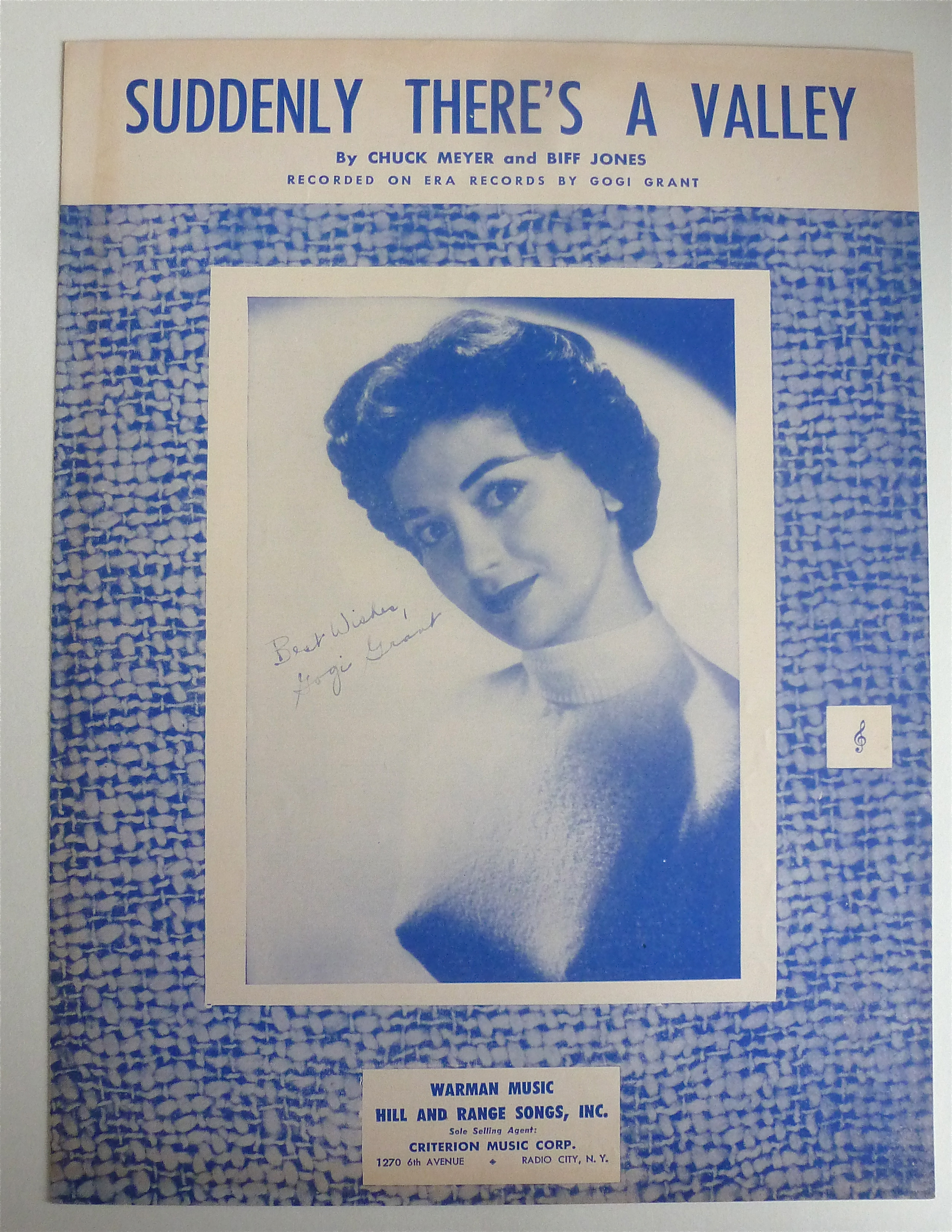 Sheet Music For 1955 Suddenly There's A Valley