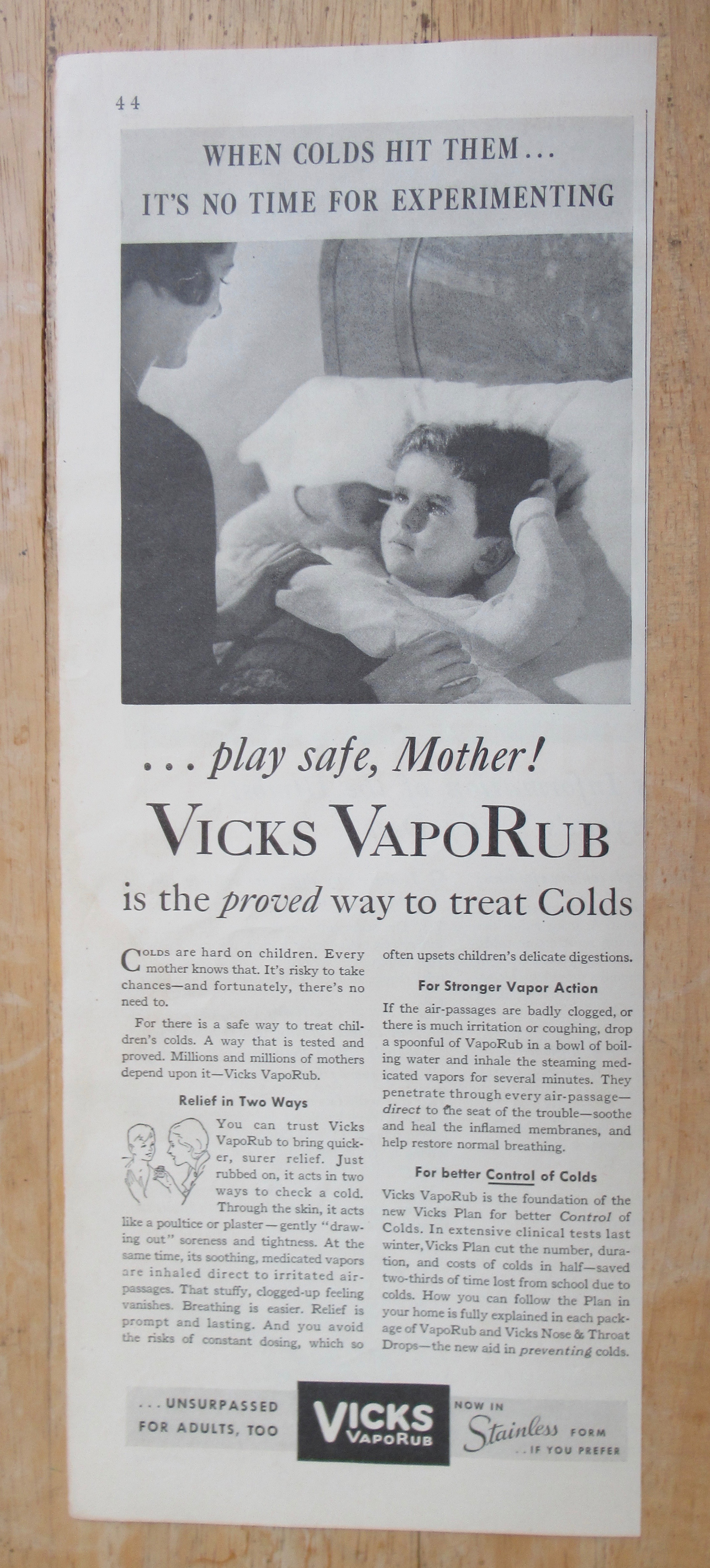 1933 Vicks VapoRub with Mom Tucking in Little Boy