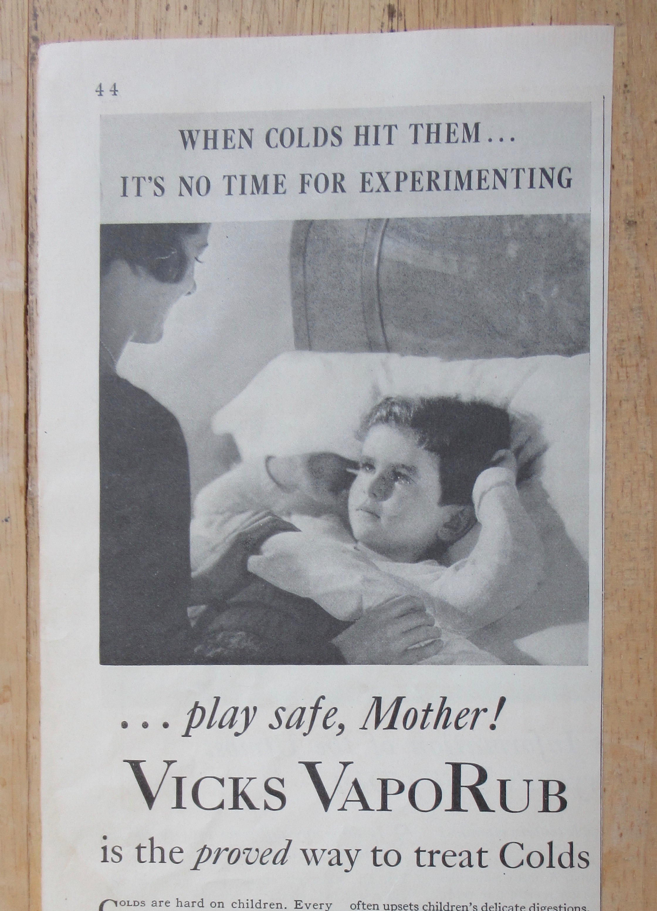 1933 Vicks VapoRub with Mom Tucking in Little Boy