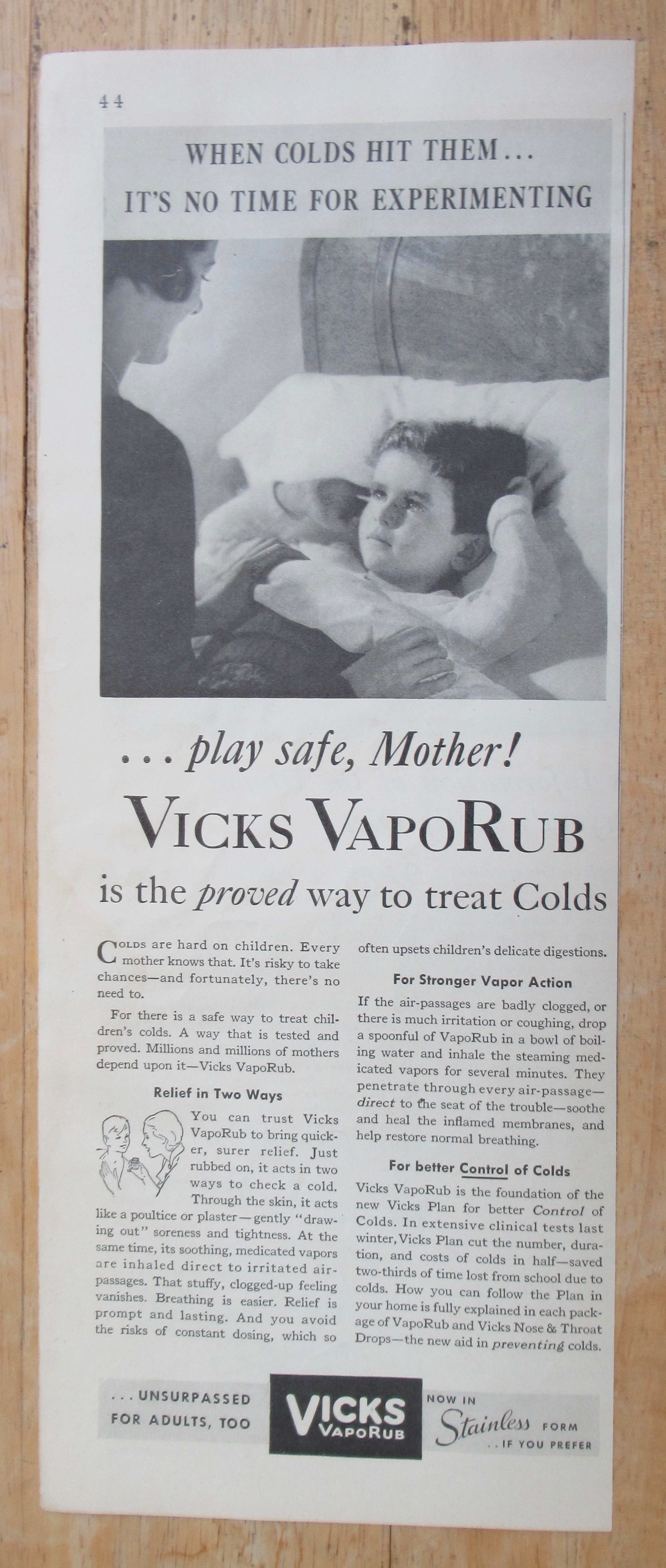 1933 Vicks VapoRub with Mom Tucking in Little Boy