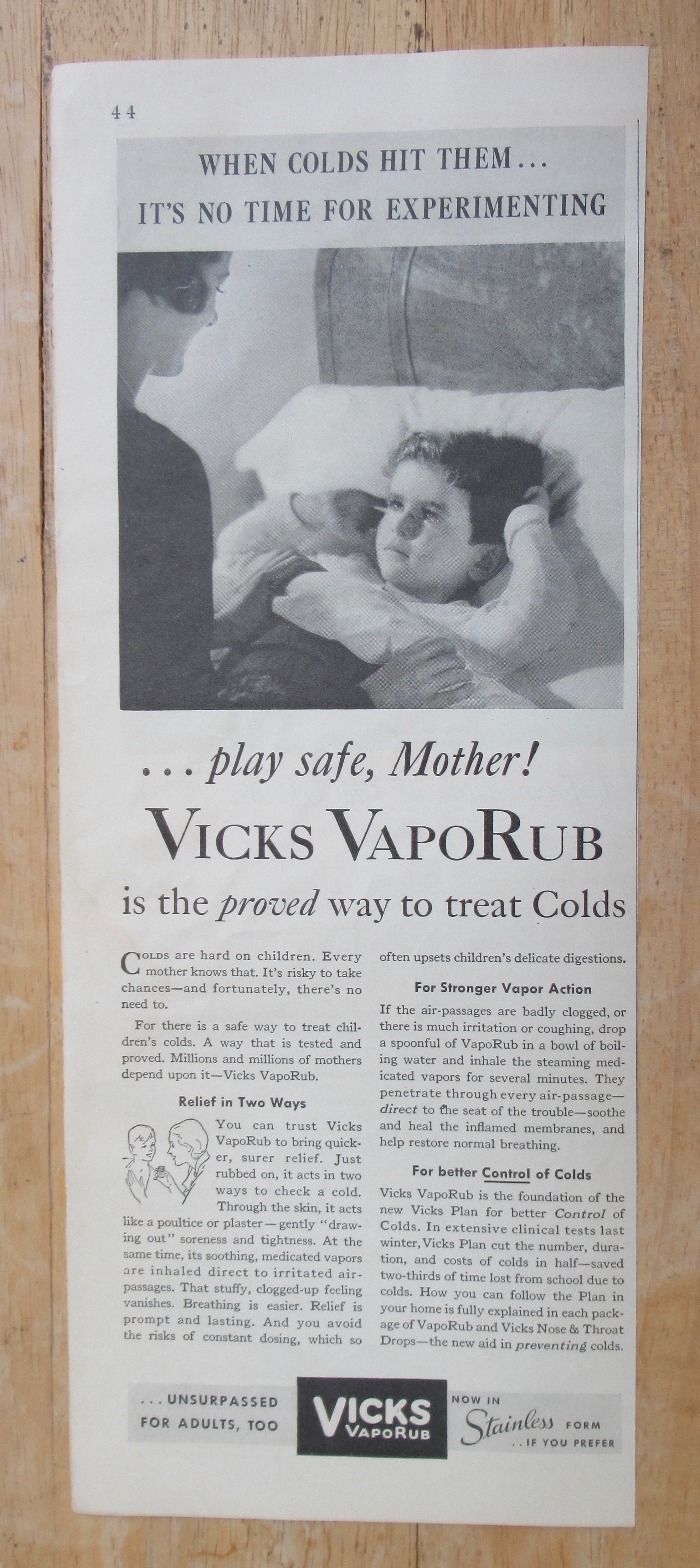 1933 Vicks VapoRub with Mom Tucking in Little Boy