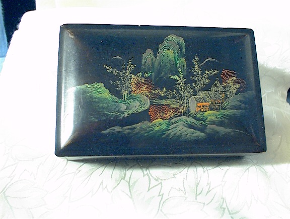 Black Laquer Oriental Jewel Box.
