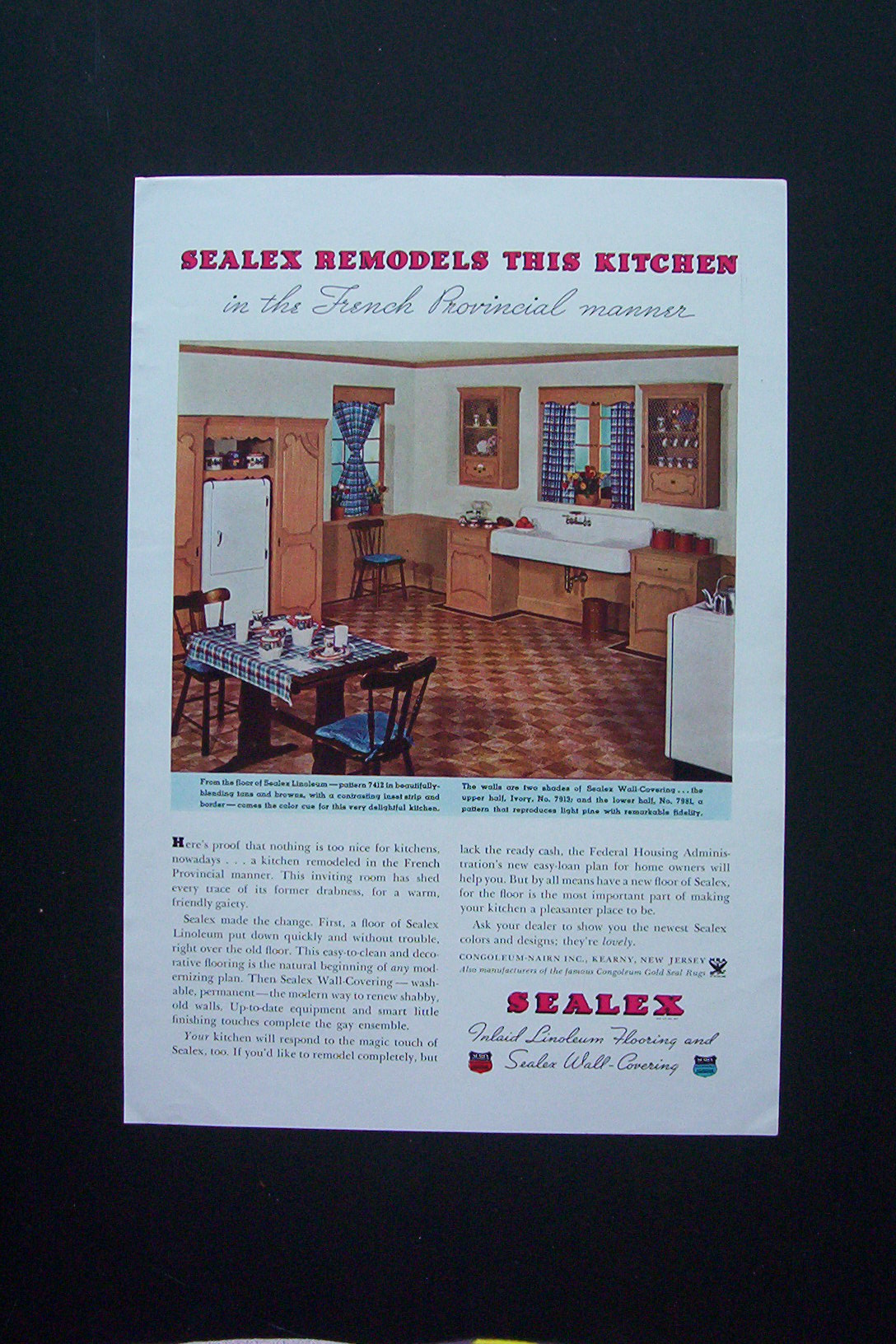 1935 Sealex Inlaid Linoleum Flooring & Wall Covering