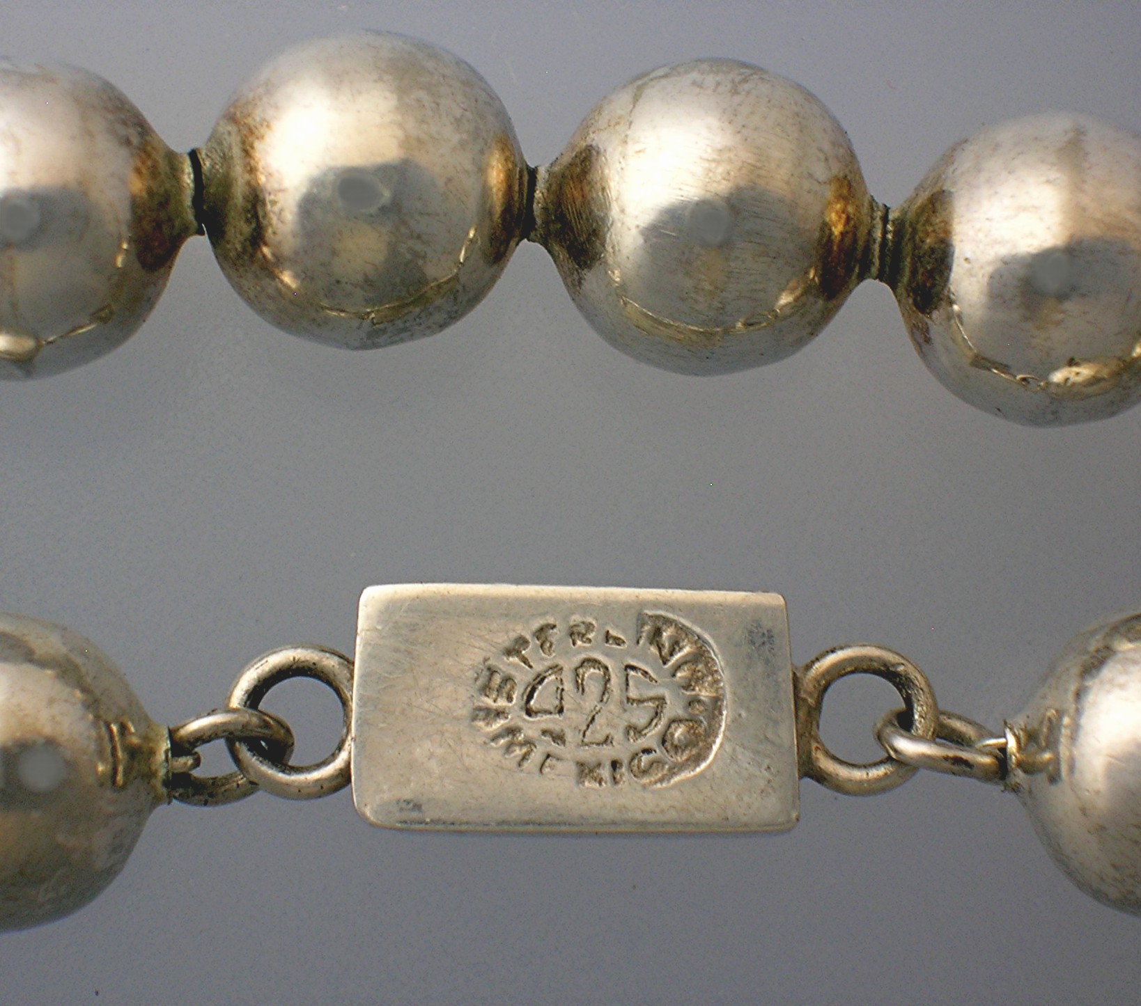 Taxco Mexico Sterling Silver 25 Inch Beads Mexico Neckl