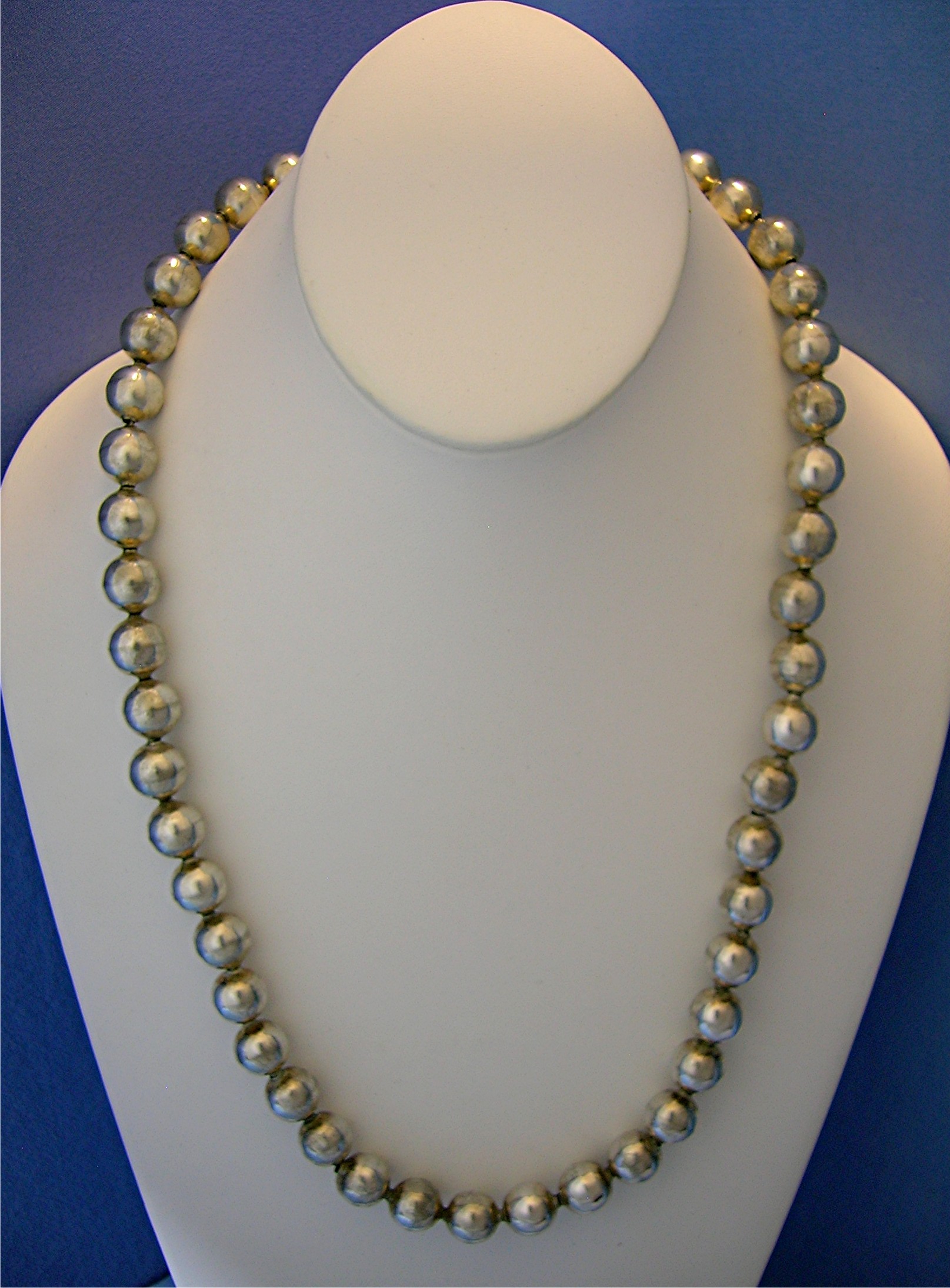 Taxco Mexico Sterling Silver 25 Inch Beads Mexico Neckl