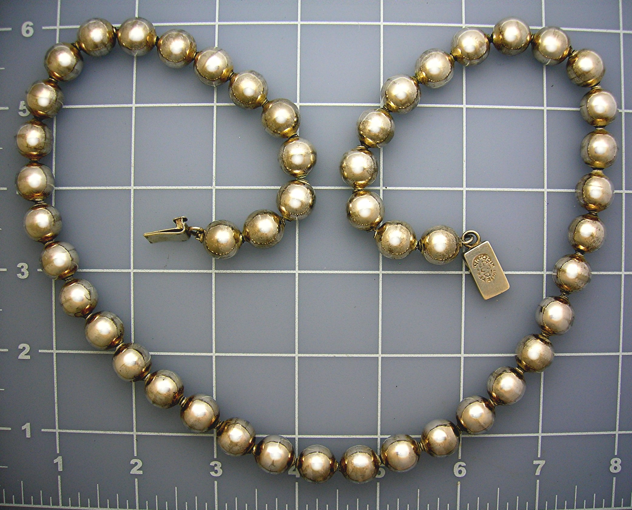 Taxco Mexico Sterling Silver 25 Inch Beads Mexico Neckl
