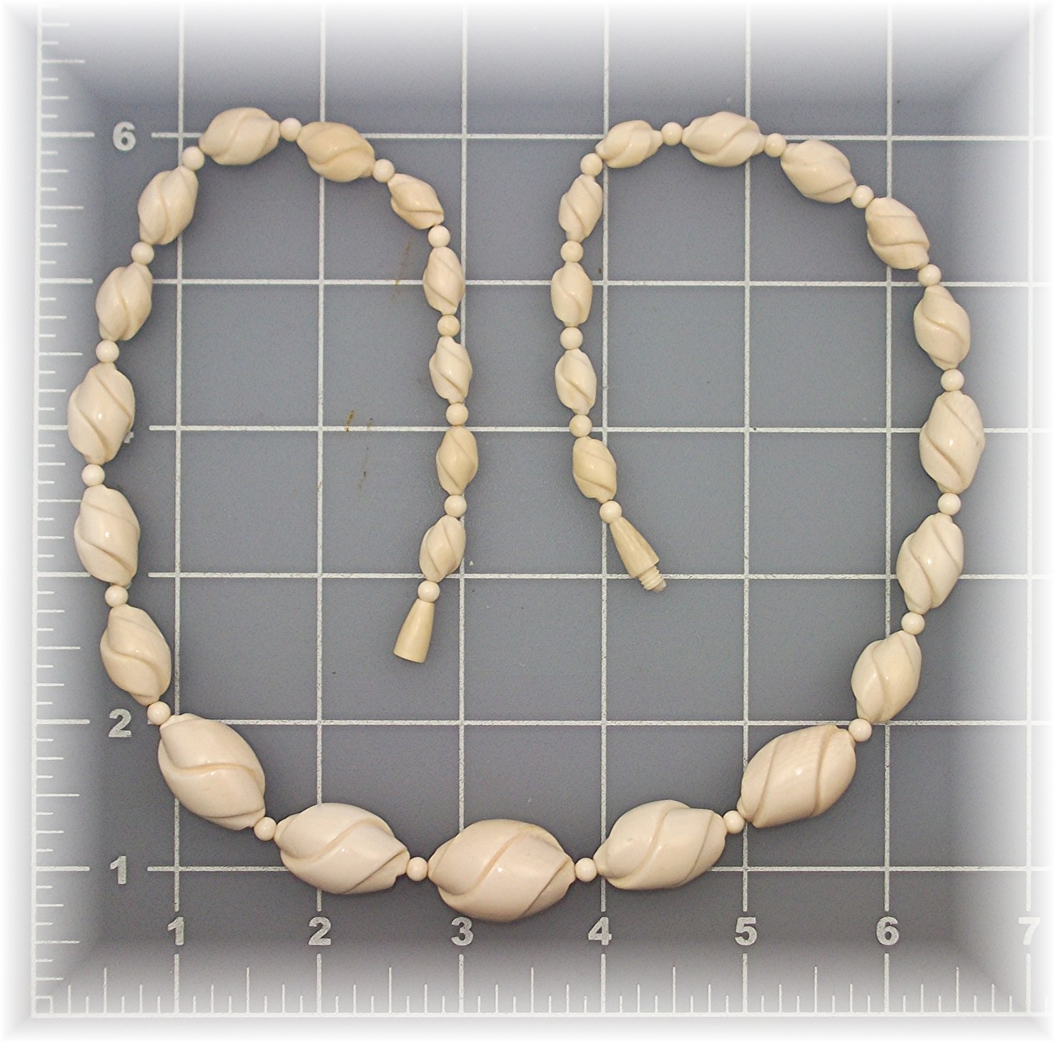 Bone Ivory Graduated Twist Clasp Necklace