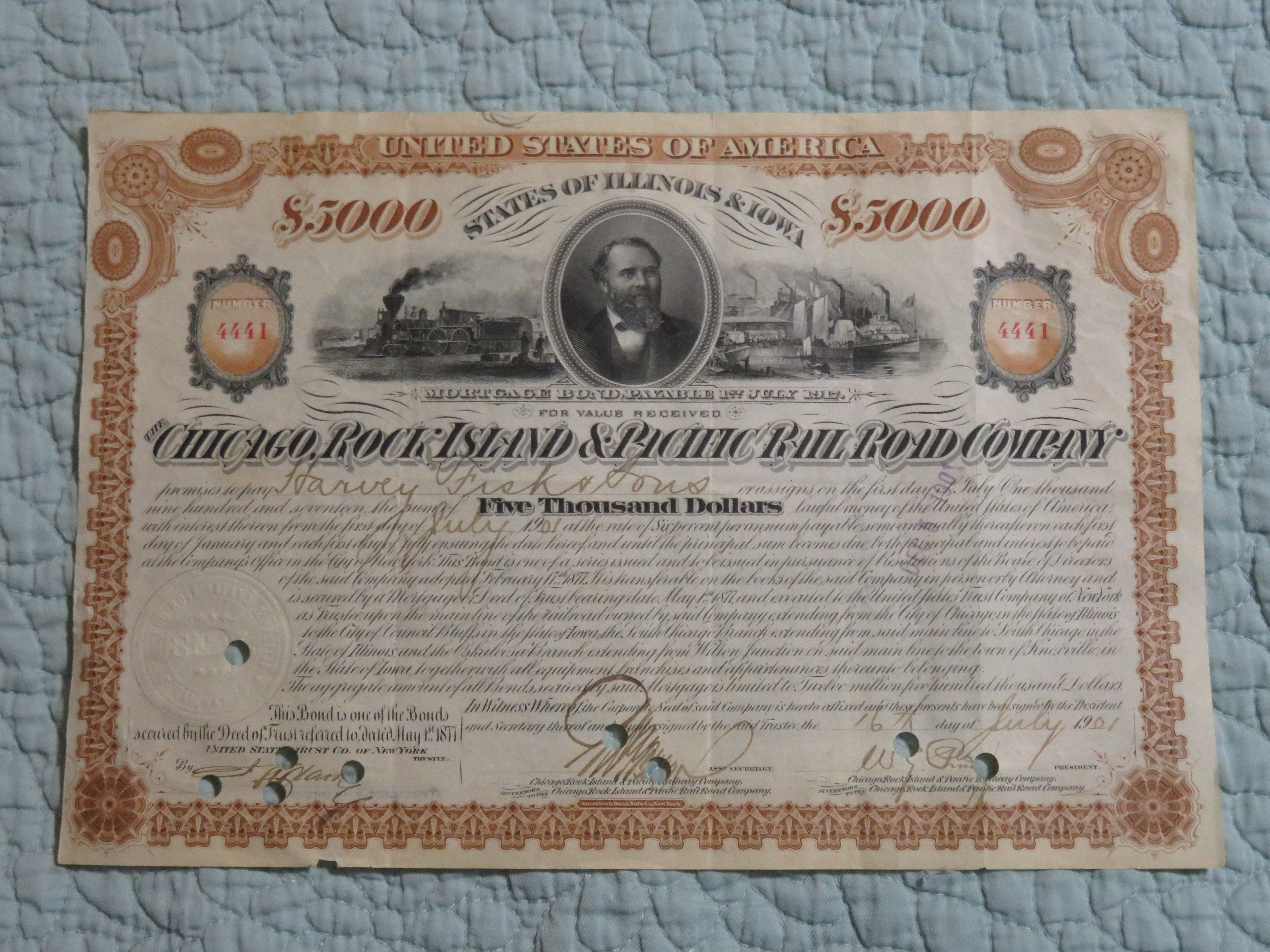 1901 Chicago Rock Island & Pacific RR Co. Stock