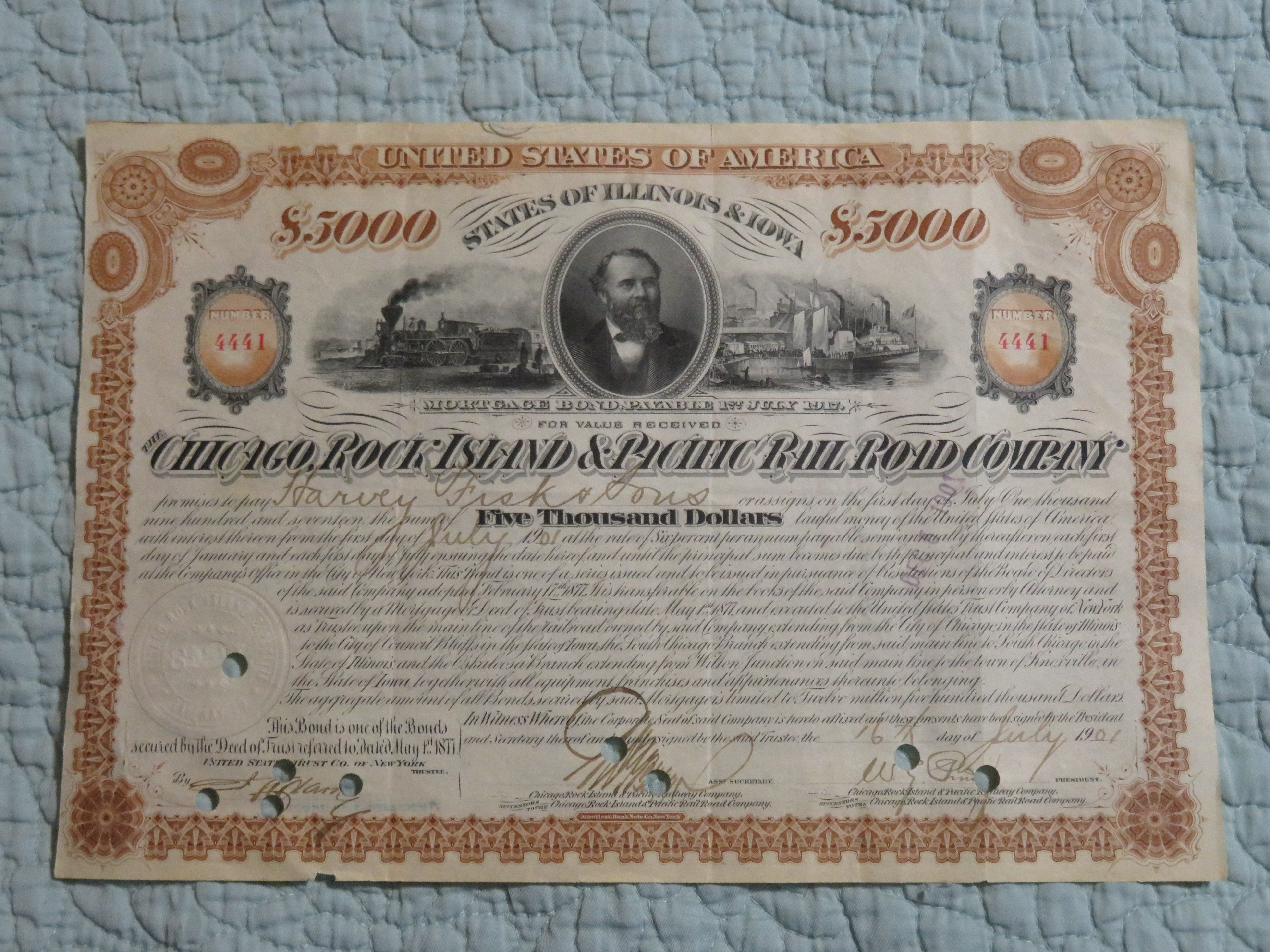 1901 Chicago Rock Island & Pacific RR Co. Stock